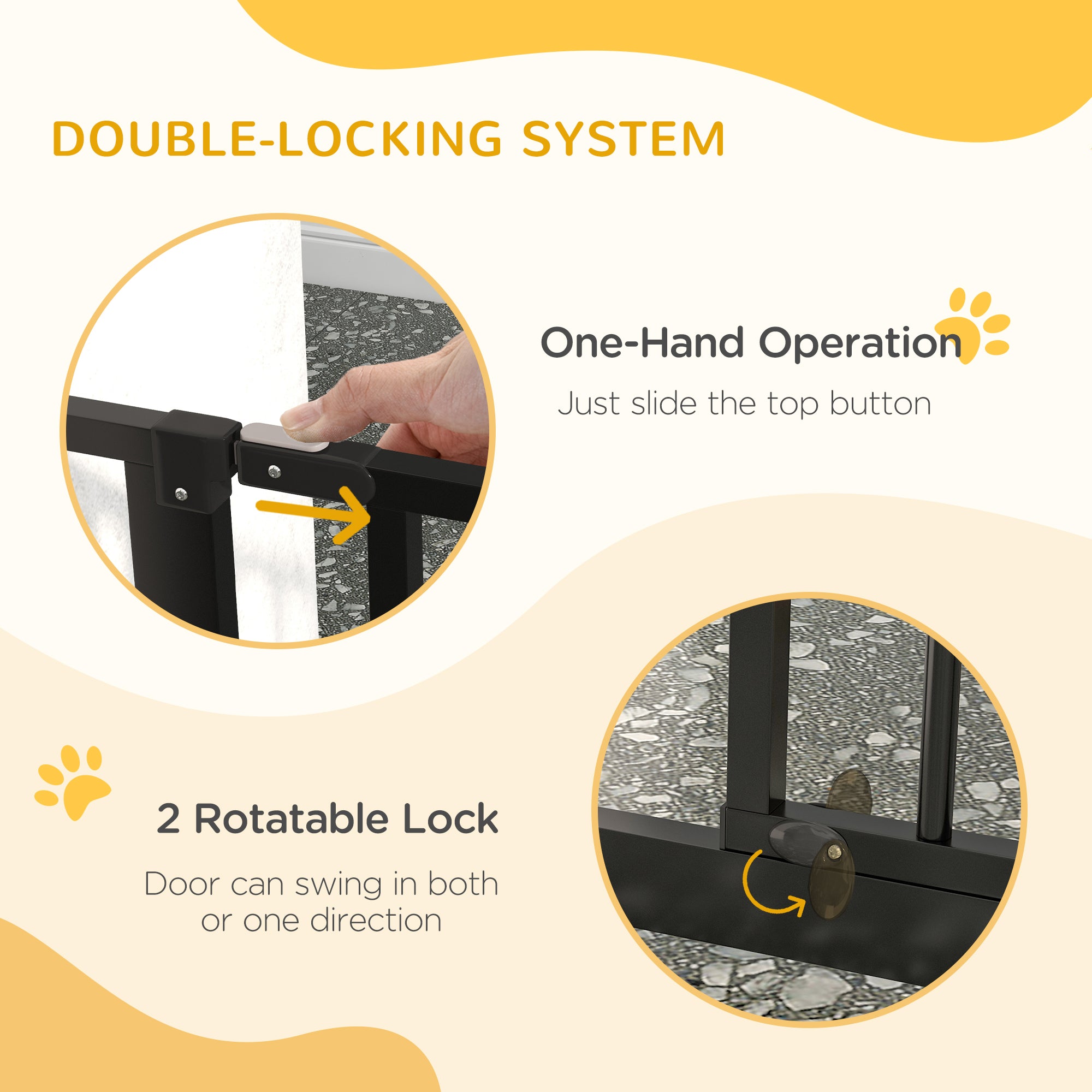 PawHut Wide Dog Safety Gate, with Door Pressure, for Doorways, Hallways, Staircases - Black - North Peak Garden Furniture