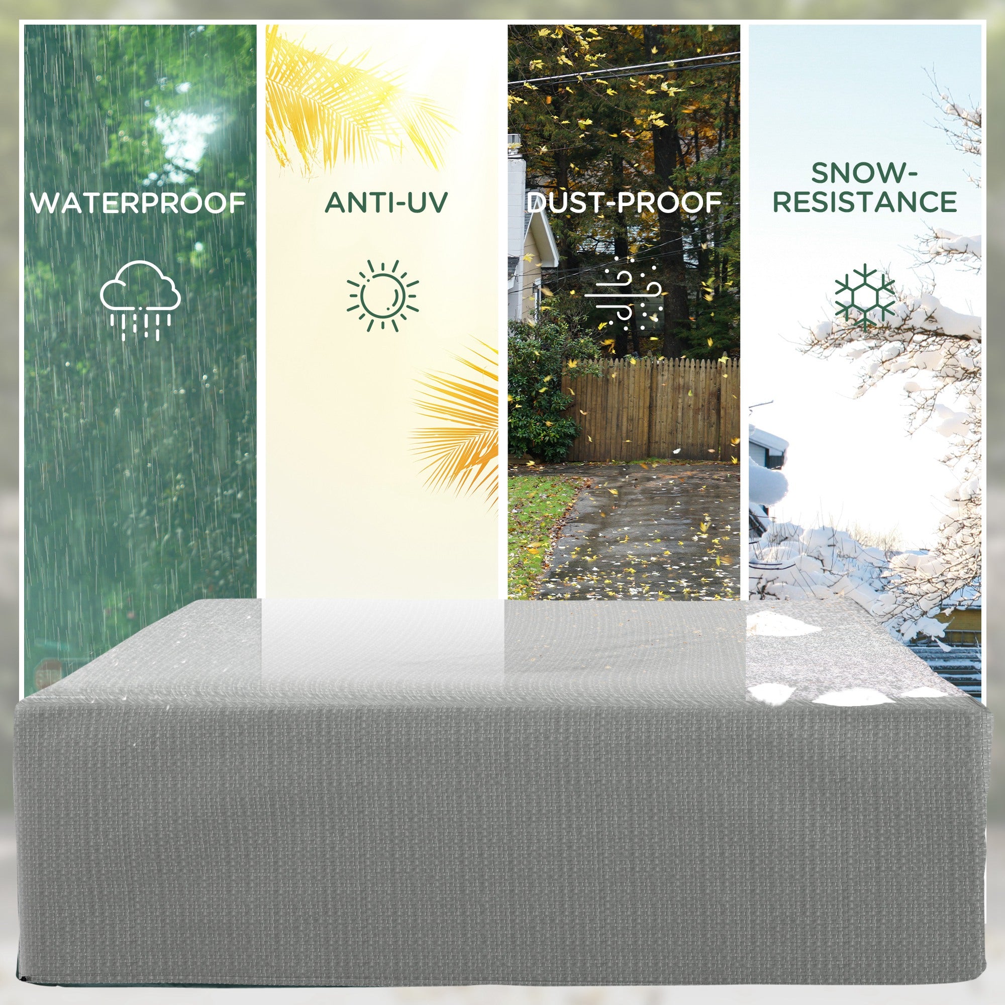 Outsunny 235 x 190 x 90 cm Large Patio Set Covers, Outdoor Garden Furniture Protection Cover Protector Waterproof Anti-UV Grey - North Peak Garden Furniture