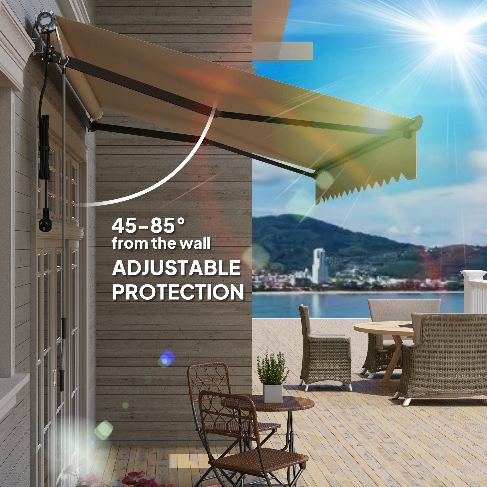 Outsunny 3.5 x 3m Electric/Manual Awning, with Remote - Beige - North Peak Garden Furniture