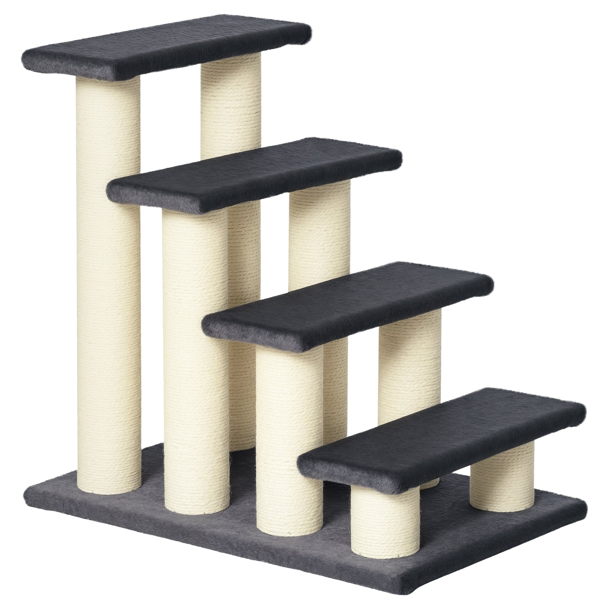 PawHut Dog Steps for Bed 4 Step Pet Stairs for Dog Cat ladder Scratch Post Grey