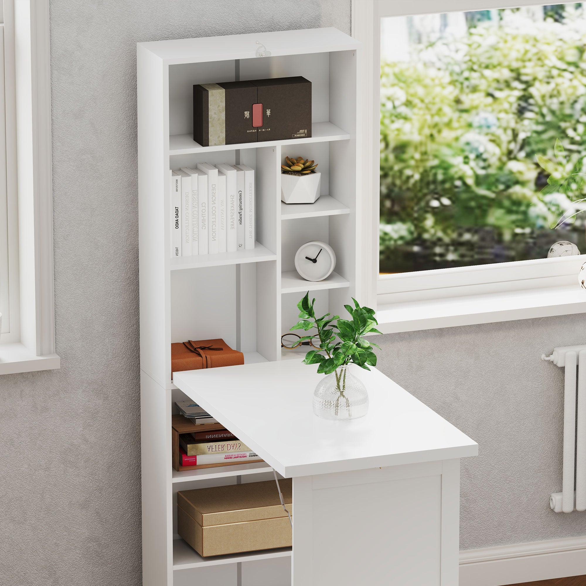 HOMCOM Three-Part Work Desk, with Storage and Chalkboard - White - North Peak Garden Furniture