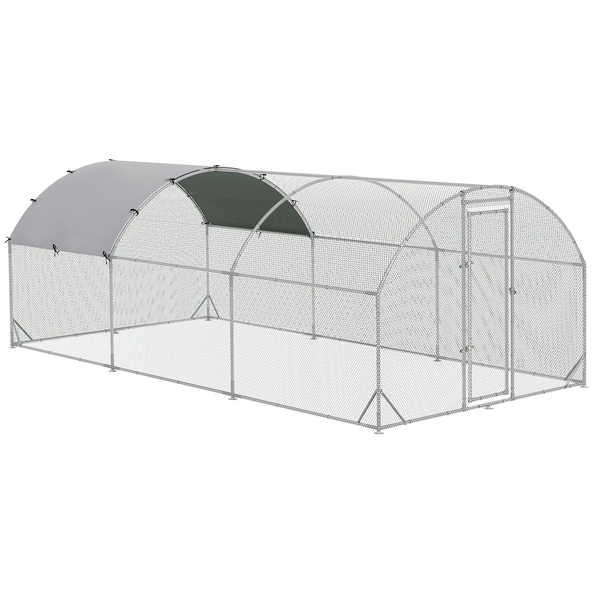 PawHut Galvanised Chicken Coop Hen House w/ Cover 5.7 x 2.8 x 2m - North Peak Garden Furniture