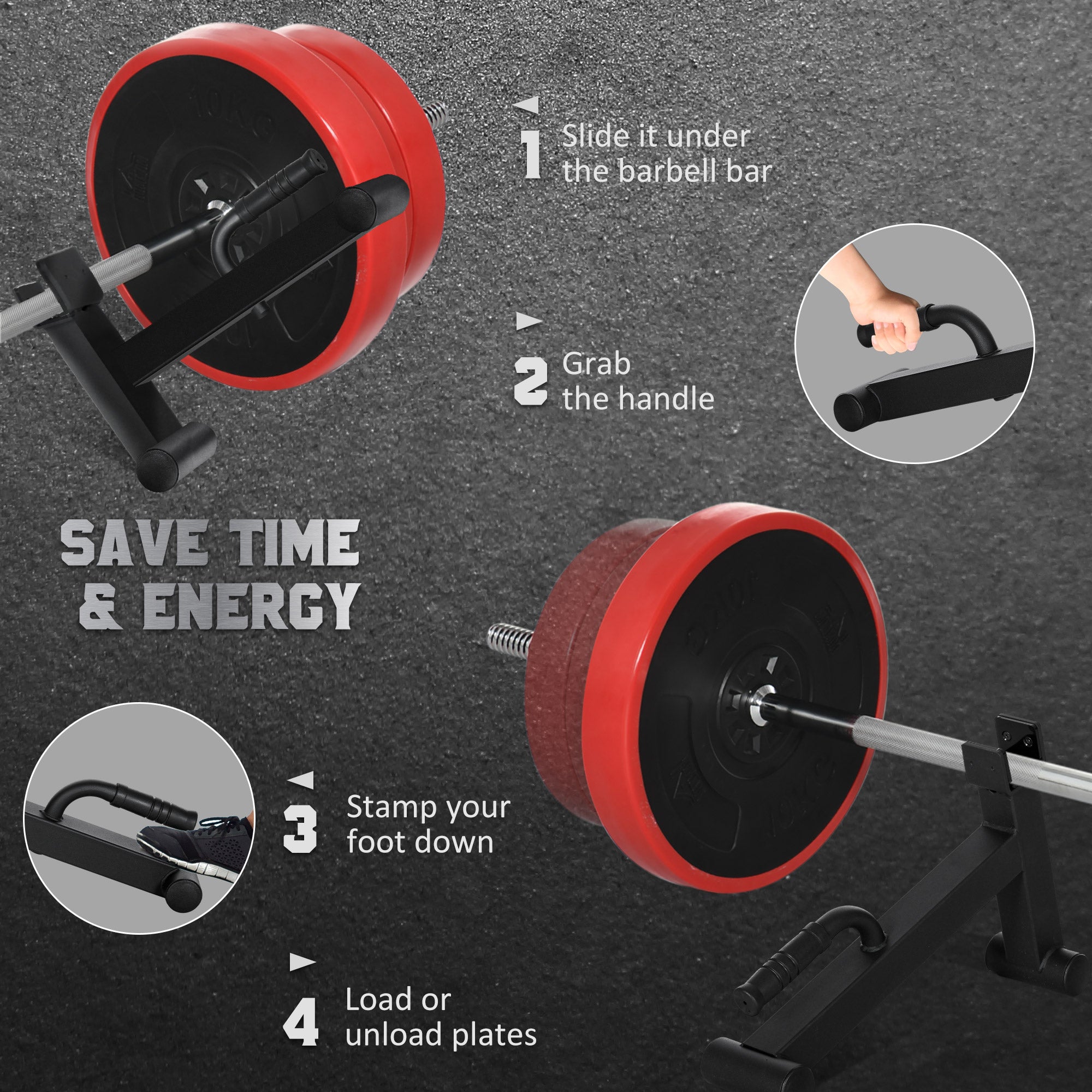 SPORTNOW Deadlift Barbell Jack with Non-Slip Handle, for Weight Training - Black - North Peak Garden Furniture