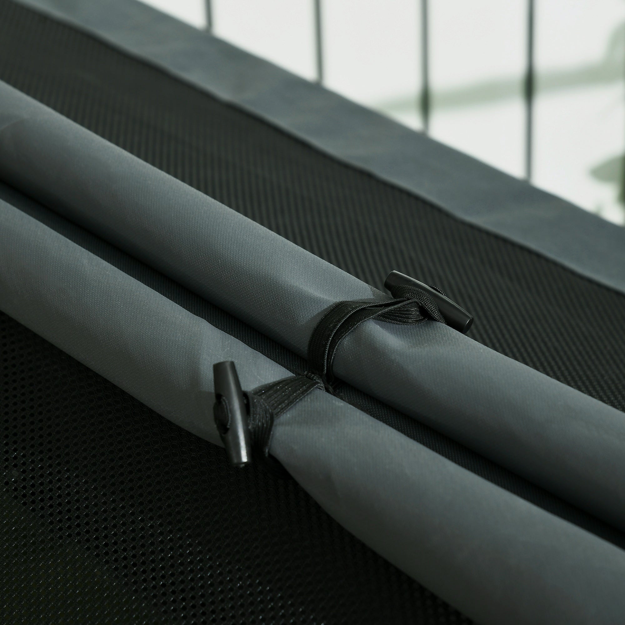 PawHut Dog House Outdoor Elevated Dog Bed with Removable Cover, Mesh Windows, Storage Bag, for S and M-Sized Dogs, Grey