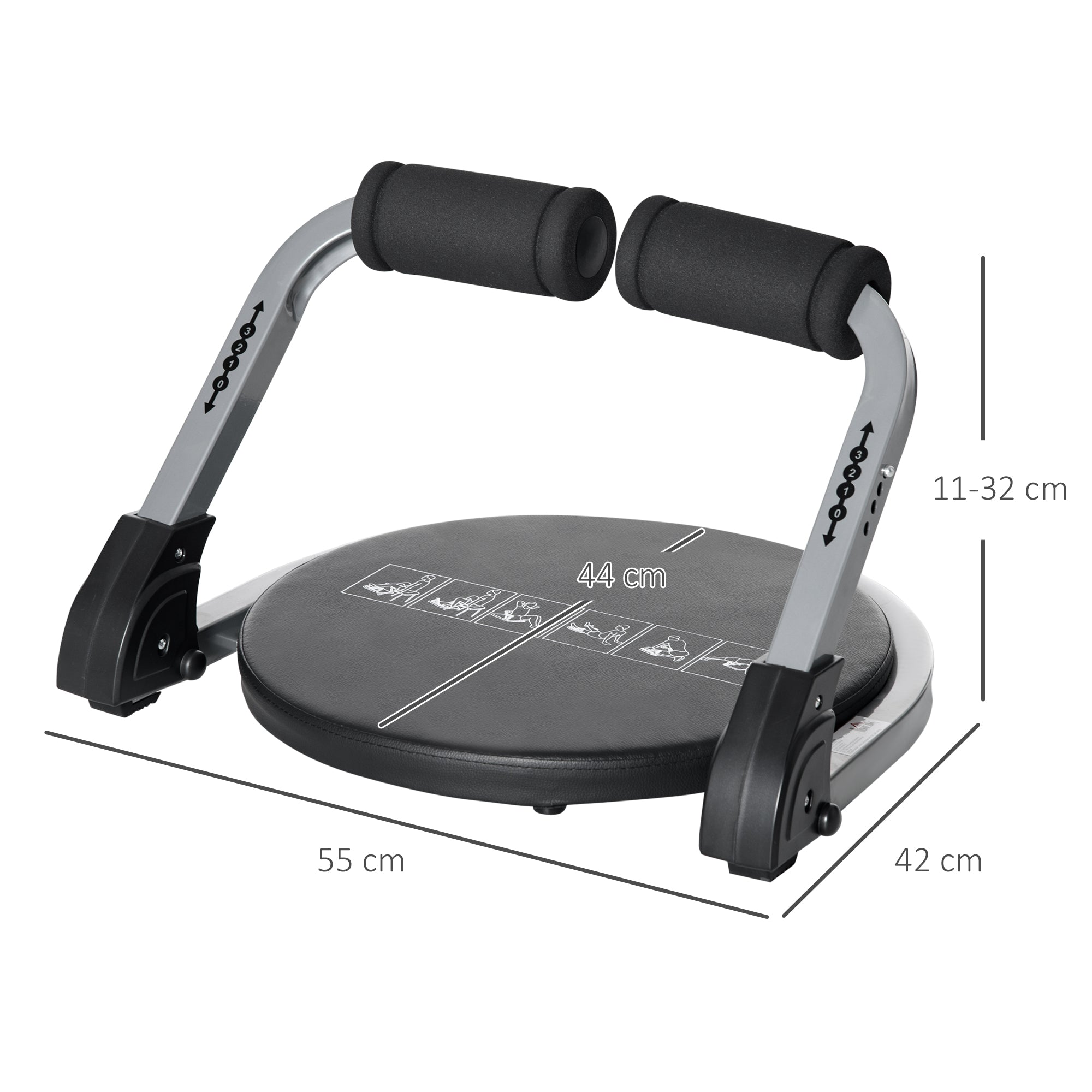 HOMCOM Abs Trainer, Ab Crunch Machine, Foldable Abdominal Trainer, Core Fitness & Whole Body Exercise Equipment for Home Gym - North Peak Garden Furniture