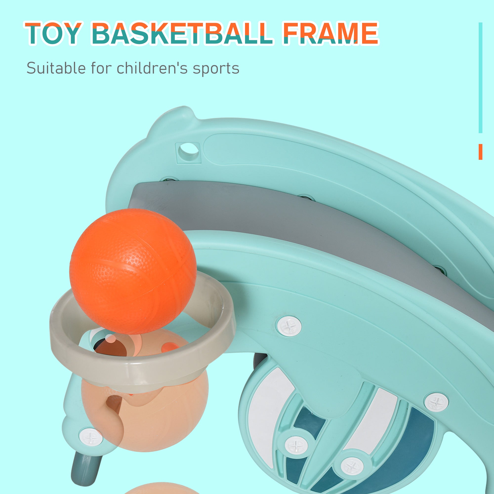 HOMCOM 3-in-1 Baby Rocking Horse Portable Slide Basketball Hoop Equipment Indoor Outdoor Playground Toy, Age 18-36 Months, Green - North Peak Garden Furniture