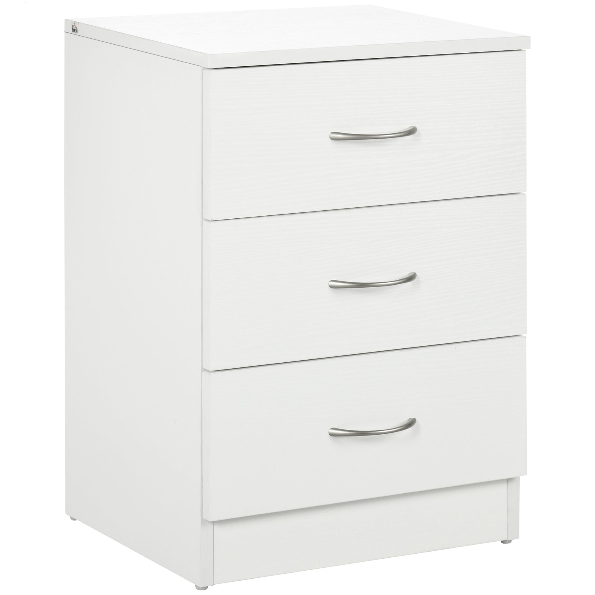 HOMCOM Three-Drawer Simple Bedside Table - White - North Peak Garden Furniture