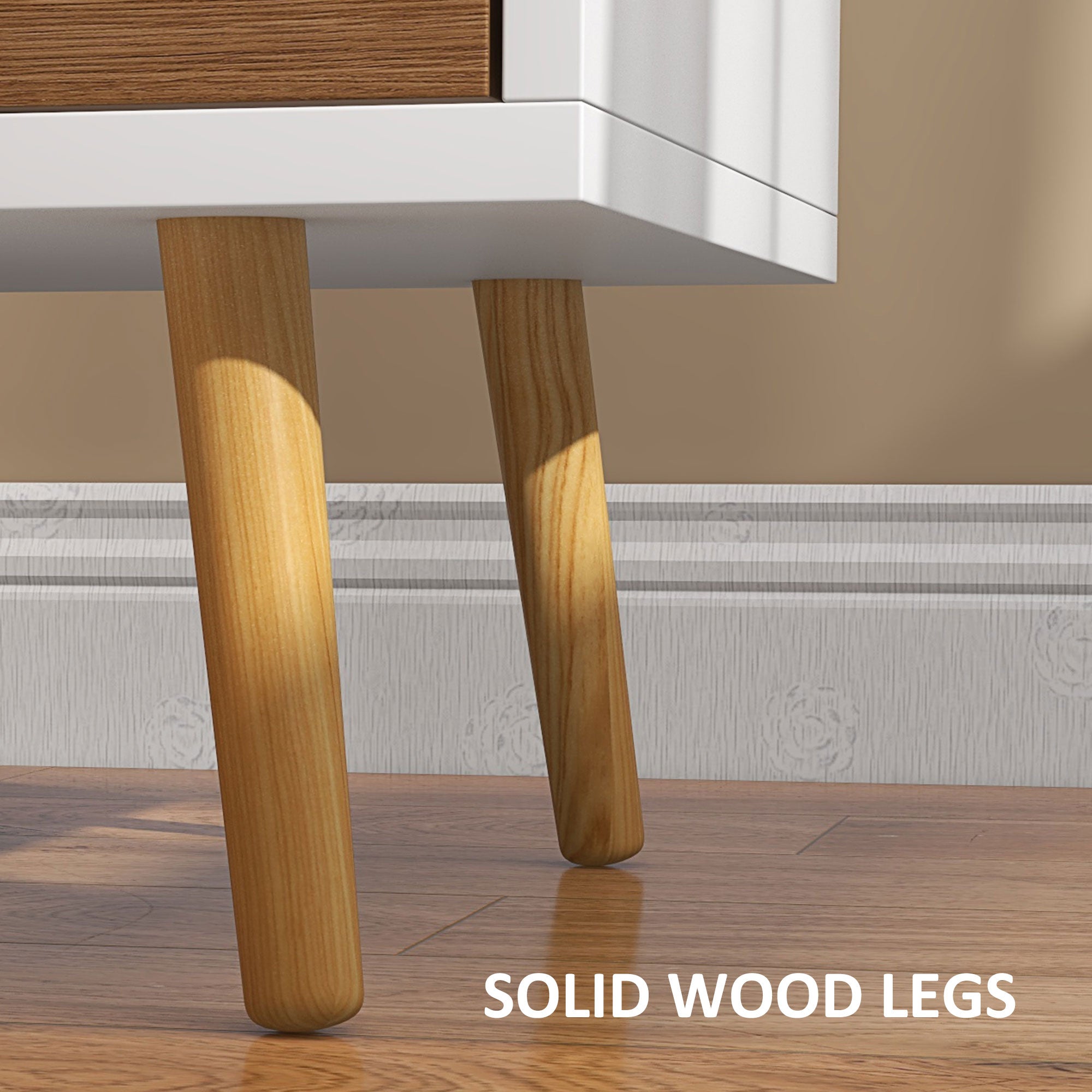 HOMCOM Wood Effect Wto-Drawer Bedside Table - Brown/White - North Peak Garden Furniture