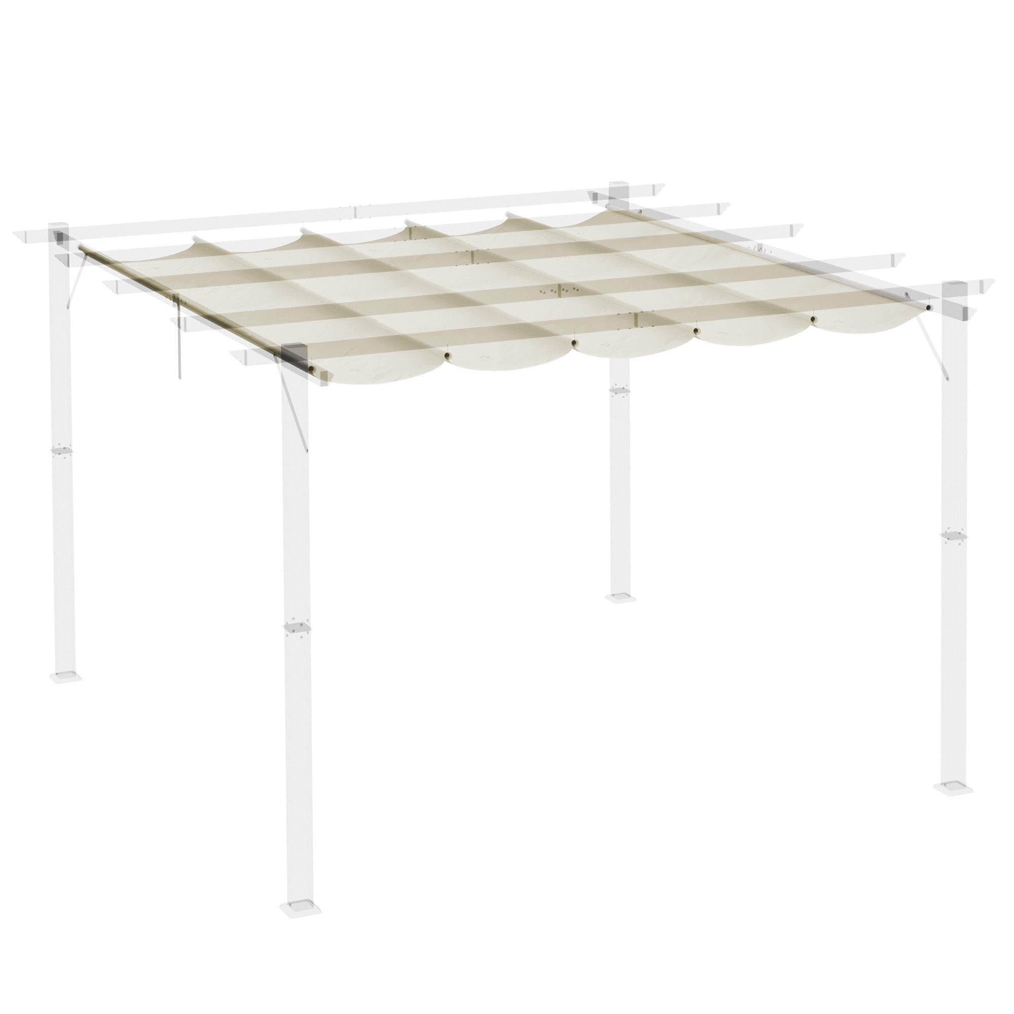 Outsunny Retractable Pergola Shade Cover, Replacement Canopy Fabric for 3 x 3 (m) Pergola, Gazebo Retractable Roof, Cream White - North Peak Garden Furniture