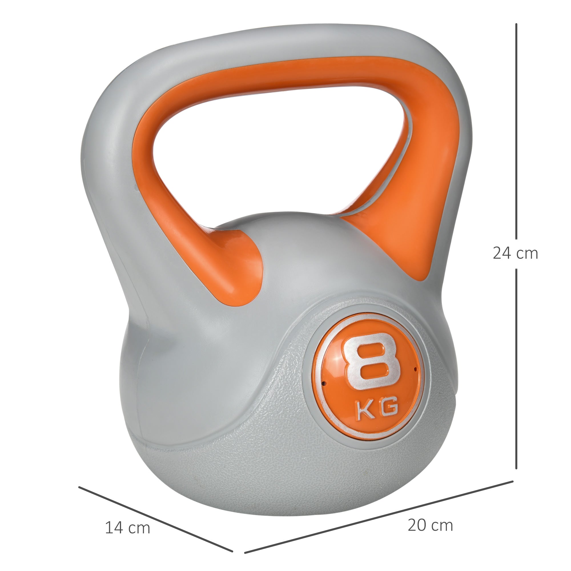 SPORTNOW Kettlebell, 8kg Kettle Bells with Handle for Home Gym Weight Lifting and Strength Training, Orange and Grey - North Peak Garden Furniture