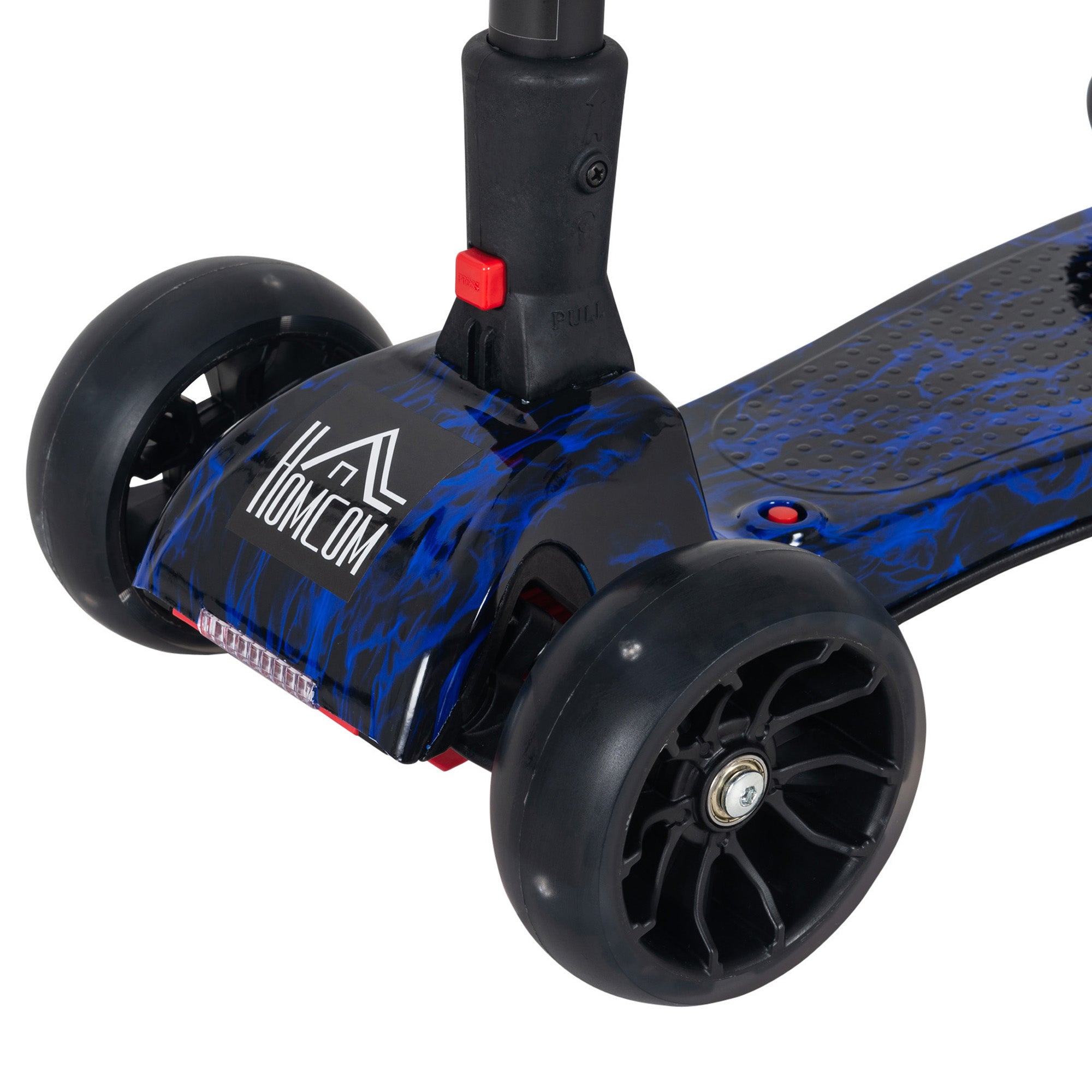 HOMCOM Scooter for Kids Toddler 3 Wheel Adjustable Height w/ Flashing Wheels Music Water Spray Foldable Kick Scooter for Boys and Girls 3 - 6 Yrs Blue - North Peak Garden Furniture