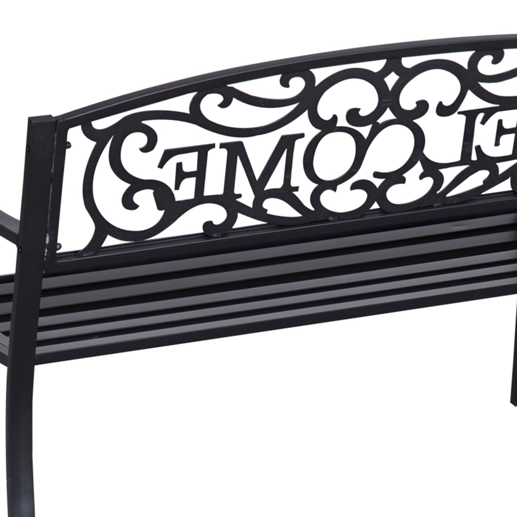 Outsunny 2 Seater Metal Garden Bench Patio Outdoor Park Porch Chair