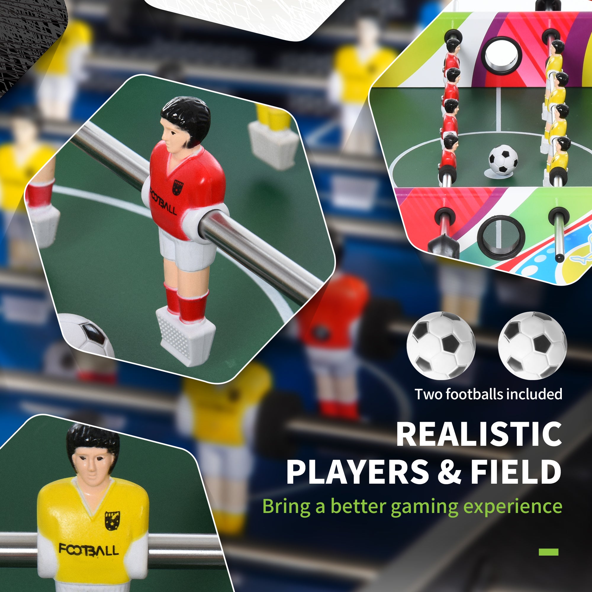 HOMCOM 2.8FT Football Foosball Gaming Table Soccer For Kids Indoor Play Fun Sports Game - North Peak Garden Furniture