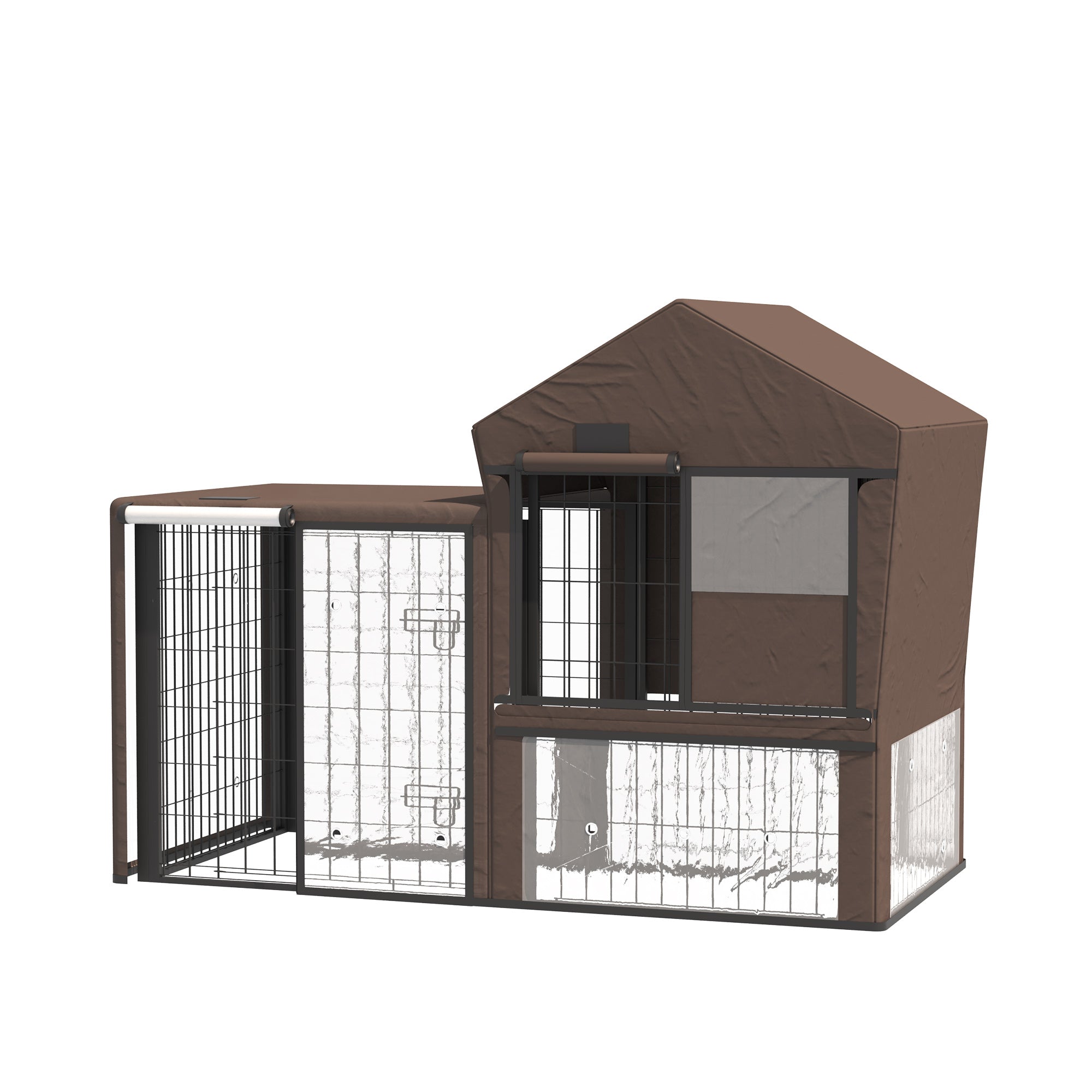 PawHut Rabbit Hutch Cover, Water-Resistant Pets Cage Protector, Breathable Guinea Pig Cage Cover - Brown - North Peak Garden Furniture