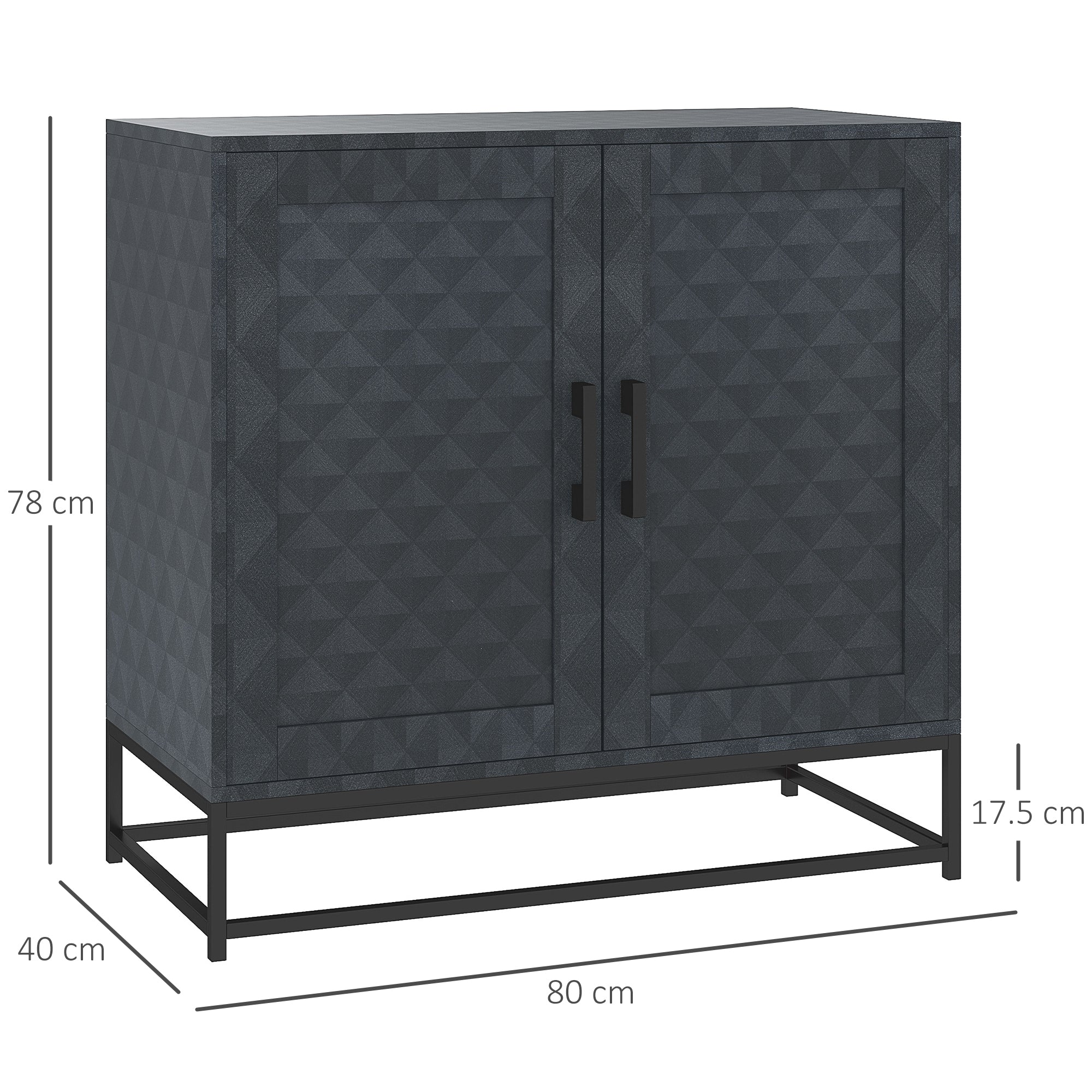 HOMCOM Modern Sideboard, Freestanding Sideboard Storage Cabinet with Adjustable Shelf and 2 Doors for Living Room, Black - North Peak Garden Furniture