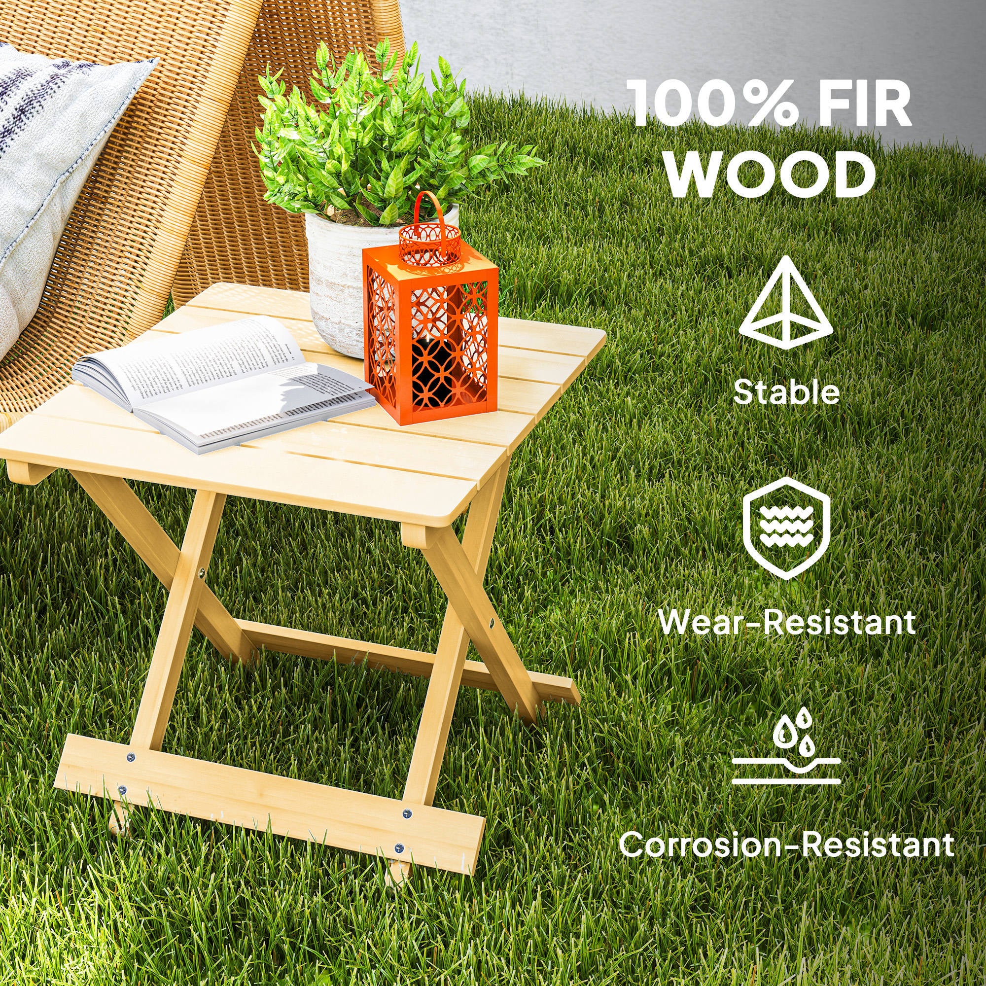 Outsunny Wooden Foldable Outdoor Coffee Table