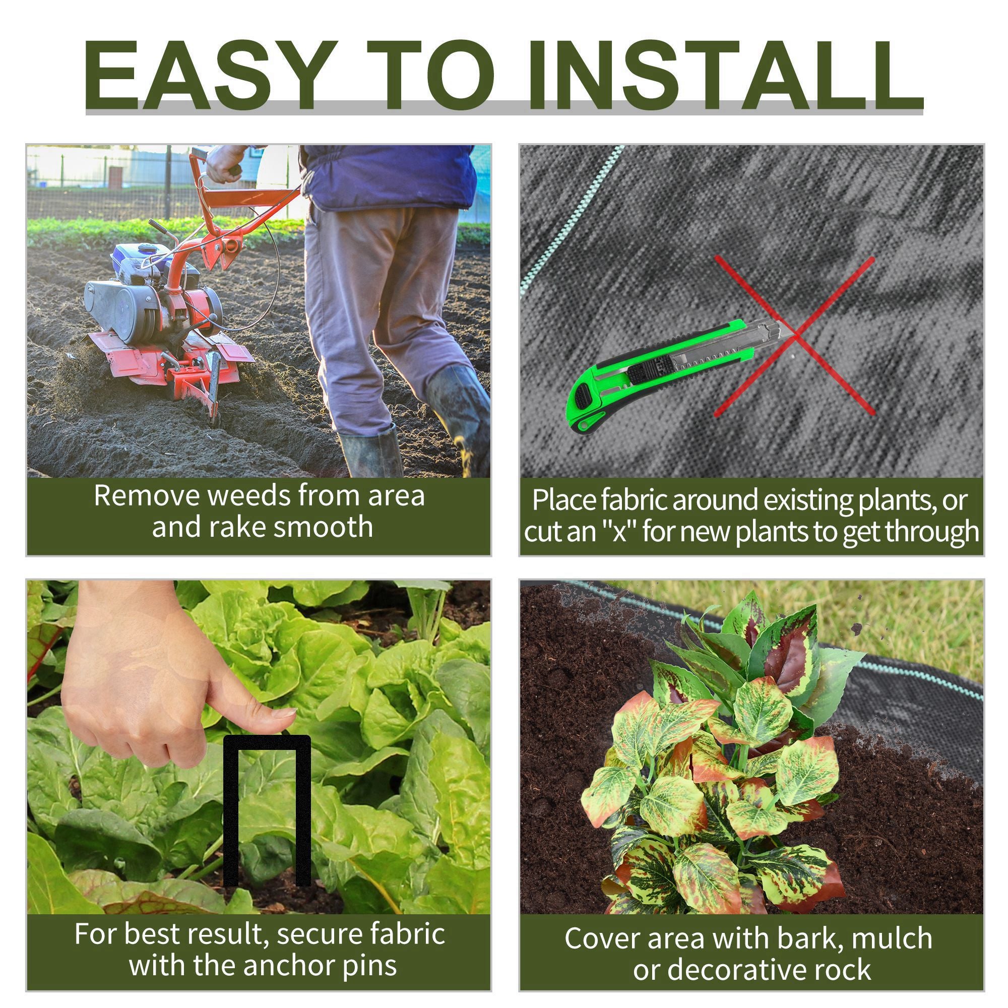 Outsunny 1x50m Gardener Premium Weed Barrier Landscape Fabric Durable & Heavy-Duty Weed Block Gardening Mat, Easy Setup & Superior Weed Control Convenient Design - North Peak Garden Furniture