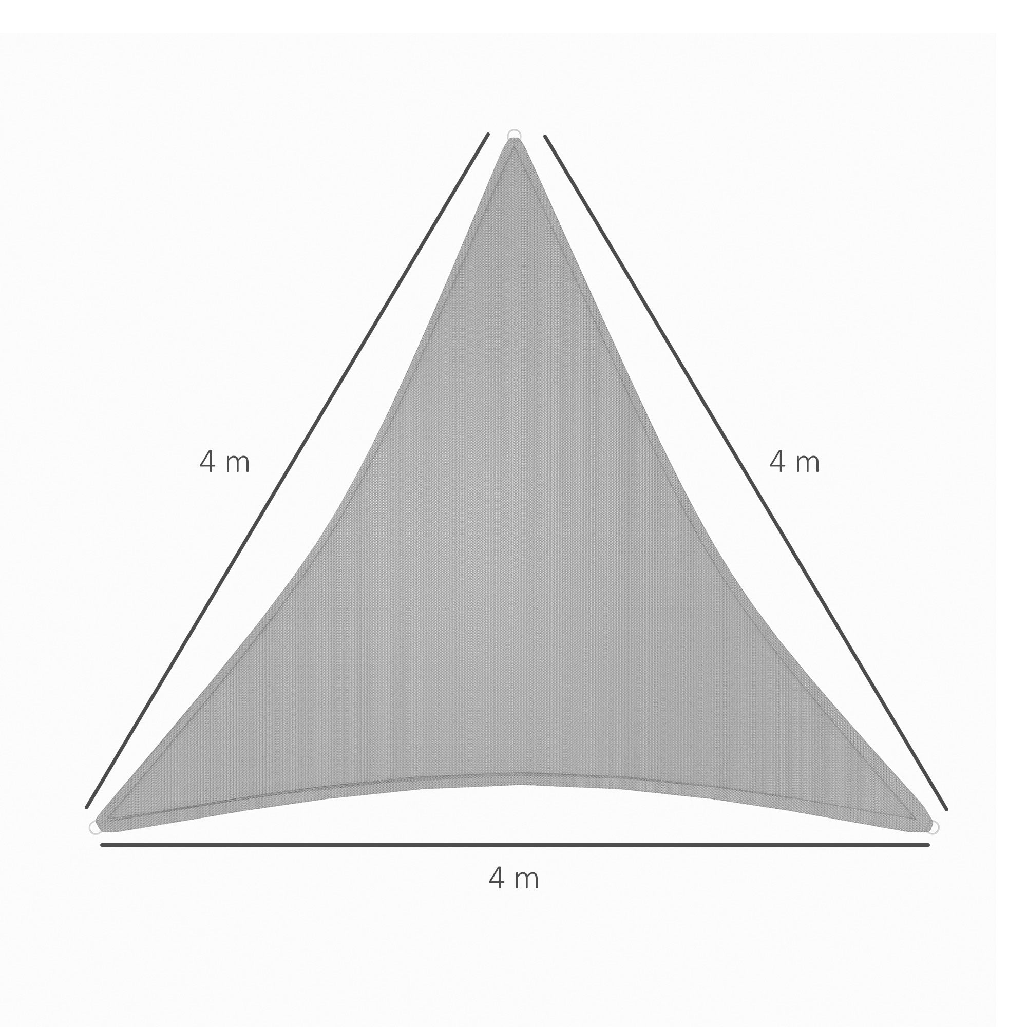 Outsunny 4x4m Triangle Sun Shade Sail, Outdoor UV Protection HDPE Canopy, Patio Deck Shelter with Steel Rings and Ropes, Grey - North Peak Garden Furniture