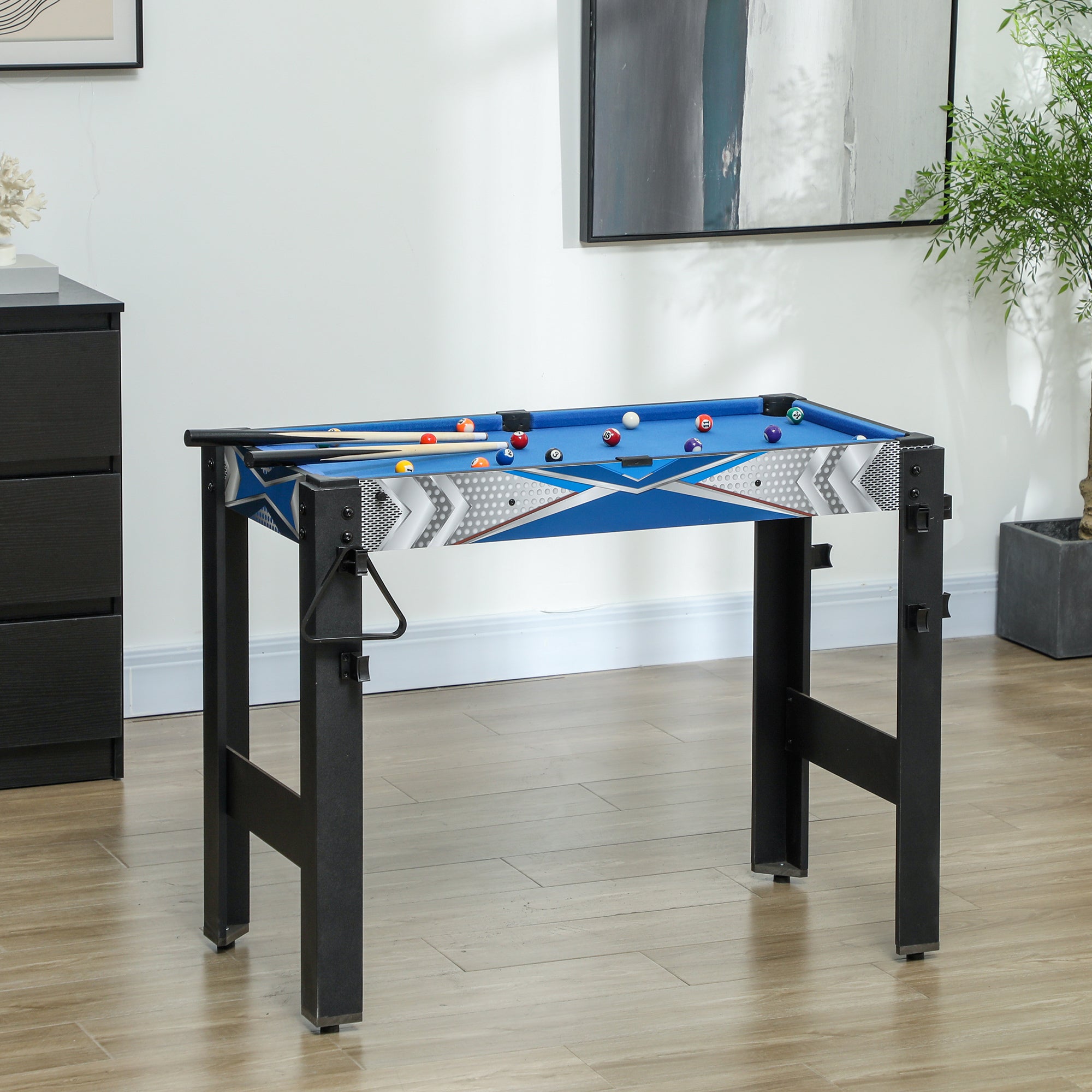 SPORTNOW 5 in 1 Multi Games Table Combo Sports Game Table for Kids, Mini Pool Table, Table Tennis Table, Hockey Table, Basketball Arcade Game, Bow and Arrow, Blue