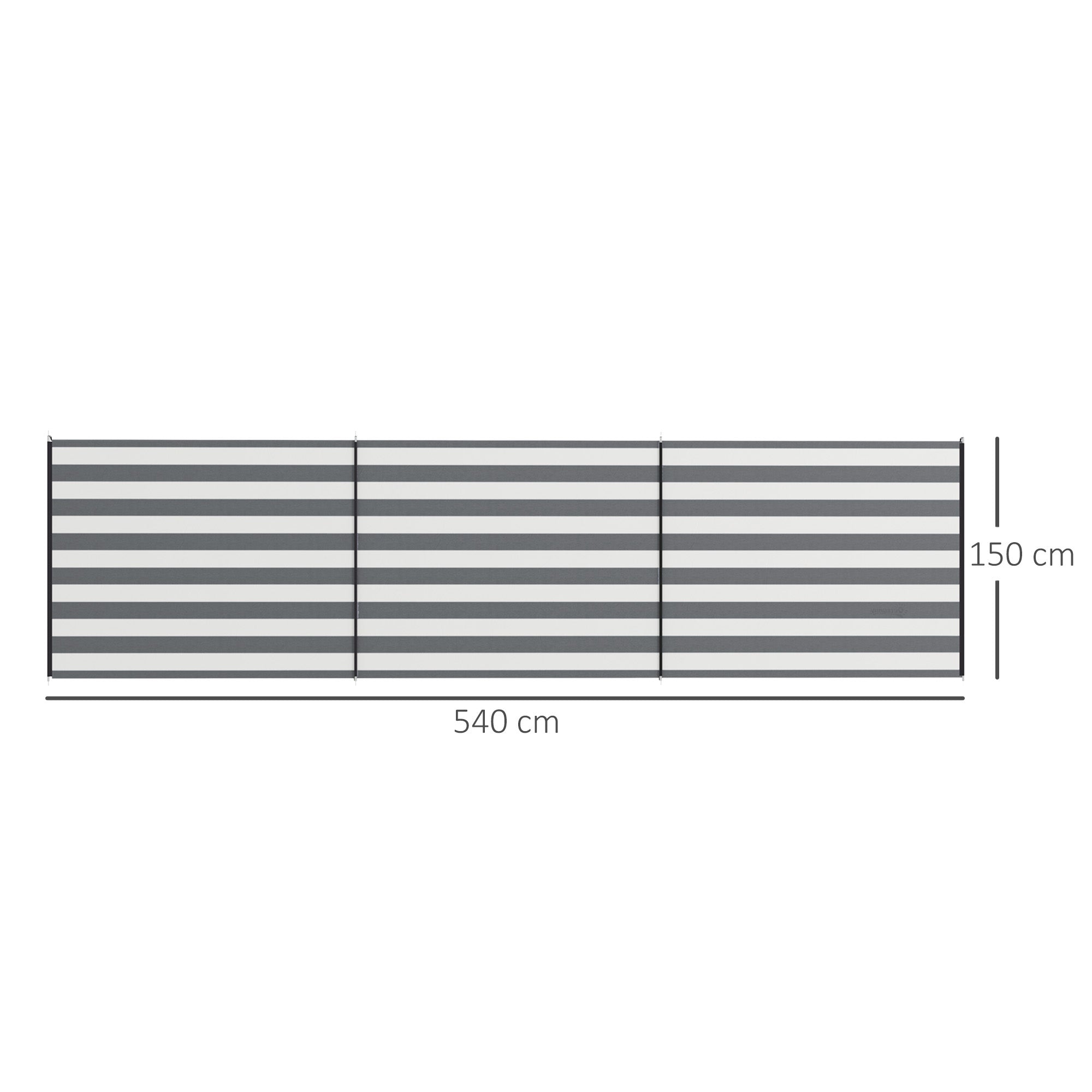 Outsunny 5 Pole Camping Windbreaks, Beach Wind Shield Shelter with Carry Bag and Steel Poles, Outdoor Caravan Privacy Shield, 540cm x 150cm, Grey and White - North Peak Garden Furniture