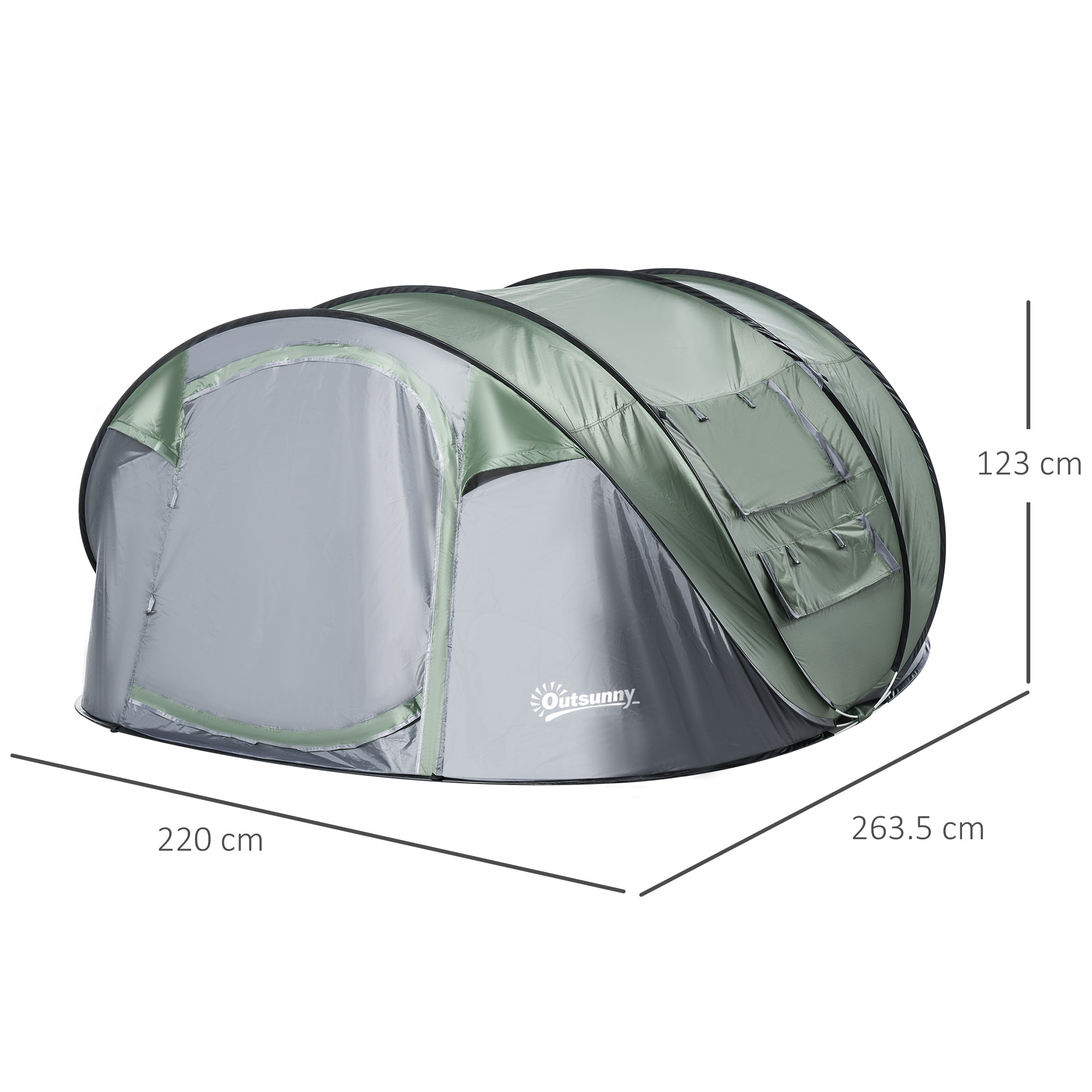 Outsunny Camping Haven: 4-5 Person Pop-Up Tent, Waterproof with Mesh & PVC Windows, Portable Carry Bag, Forest Green