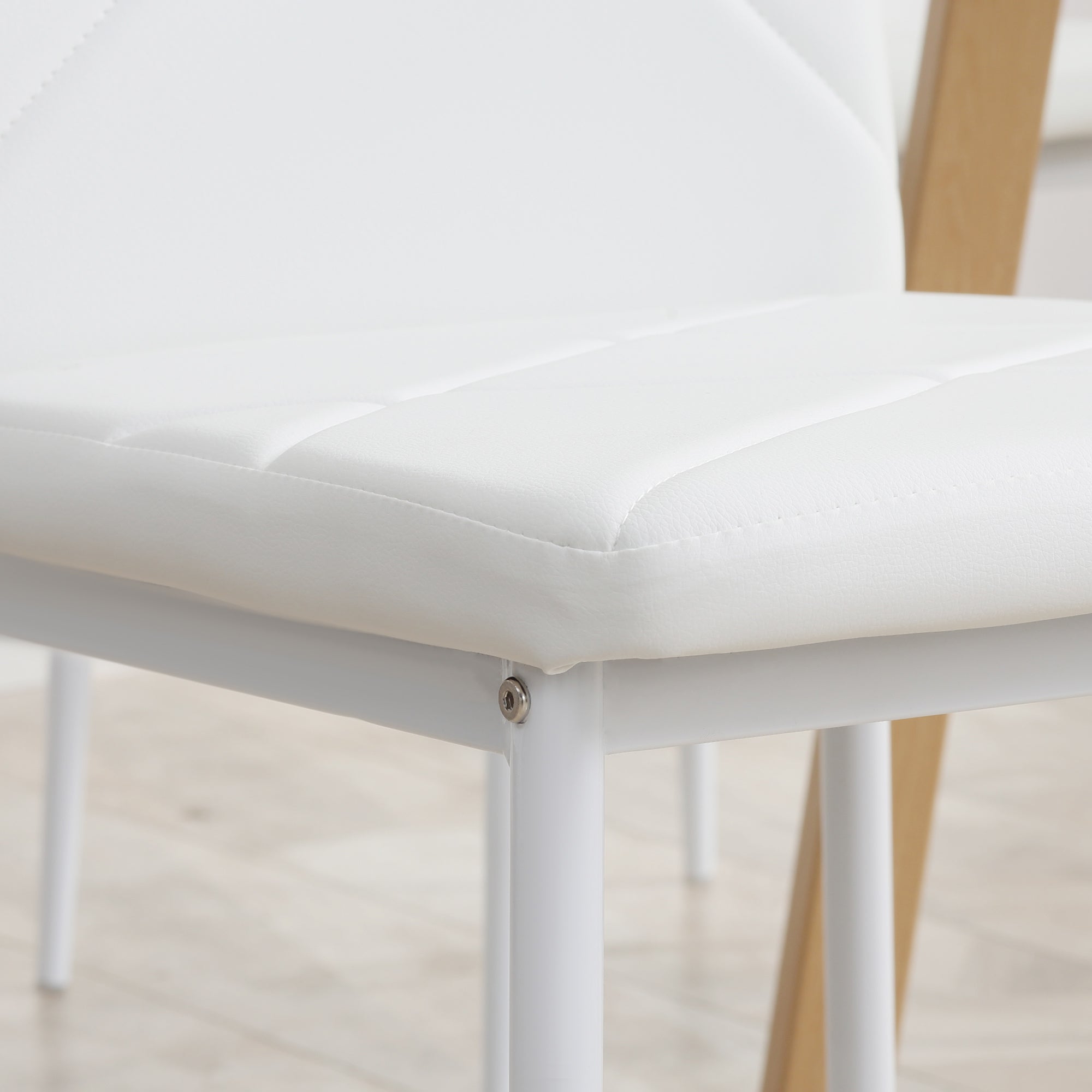 HOMCOM Set of 4 Faux Leather Dining Chairs - White