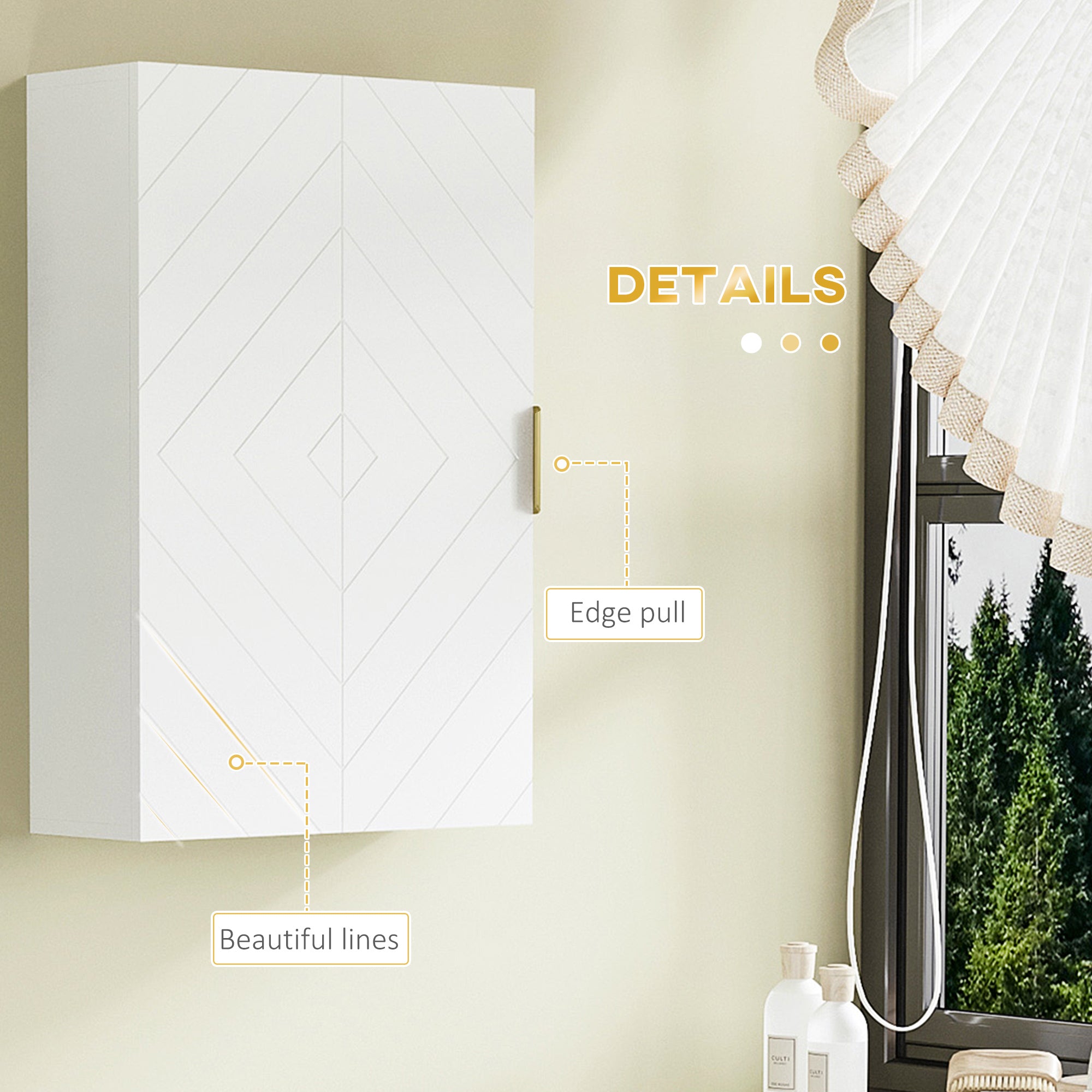 kleankin Bathroom Wall Cabinet, Over Toilet Storage Cupboard with Adjustable Shelves for Hallway, Living Room, White - North Peak Garden Furniture