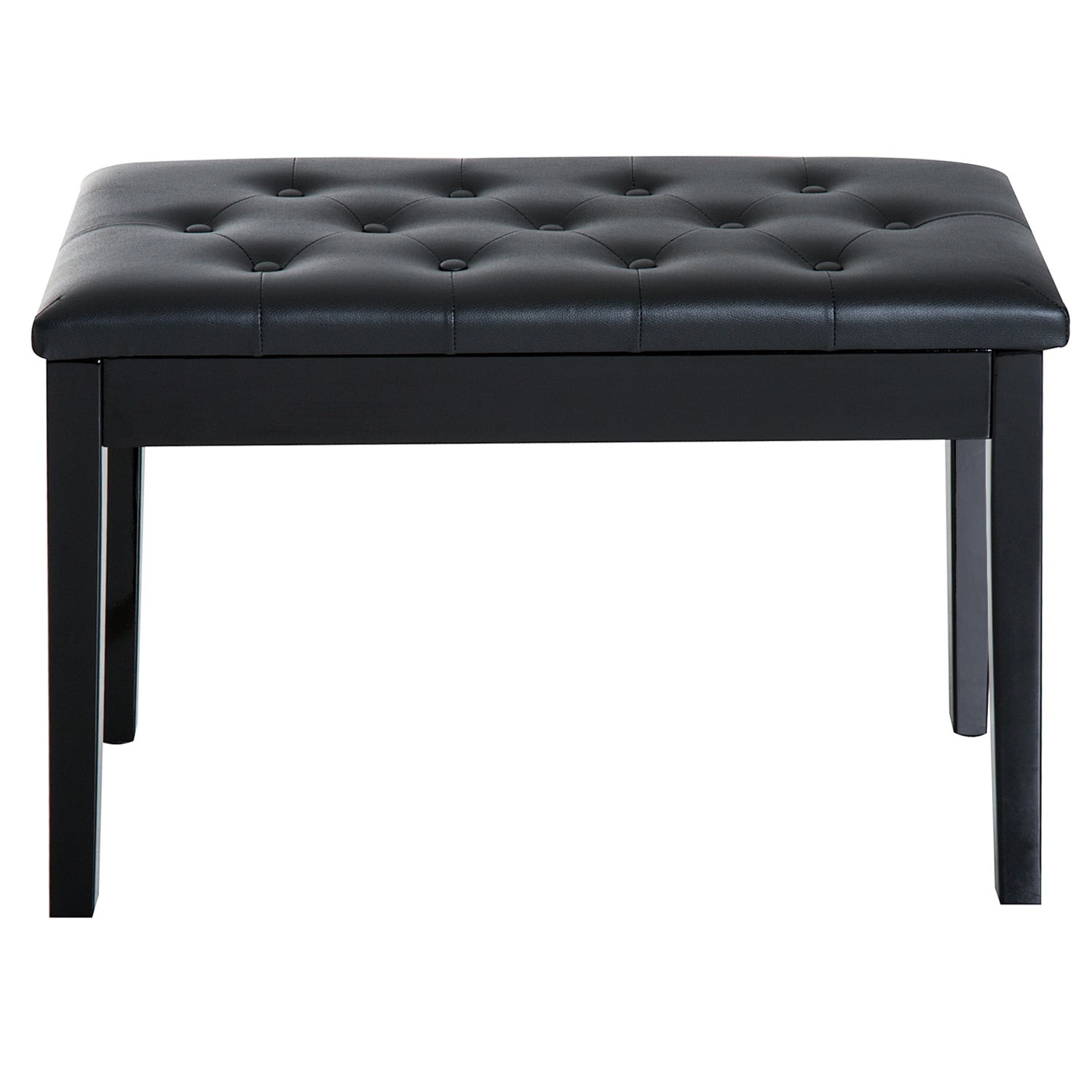 HOMCOM PU Leather Upholstered Piano Stool Makeup Stool Bench Dressing Table Seat with Storage 76x36x50cm, Black - North Peak Garden Furniture