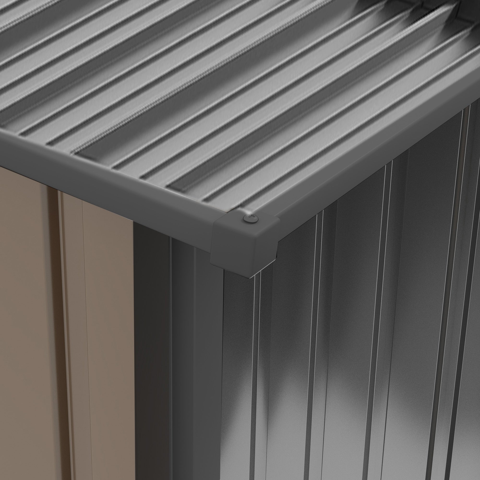 Outsunny 3.3 x 3.4ft Lean To Steel Garden Shed, with Locking Door - Brown/Grey - North Peak Garden Furniture