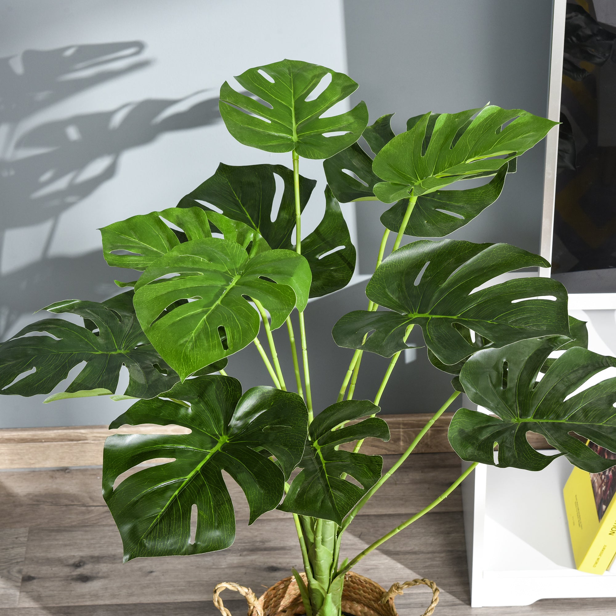 HOMCOM 2 Pack Decorative Artificial Monstera Plants in Pot Fake Plants for Home Indoor Outdoor Decor, 85cm, Green - North Peak Garden Furniture