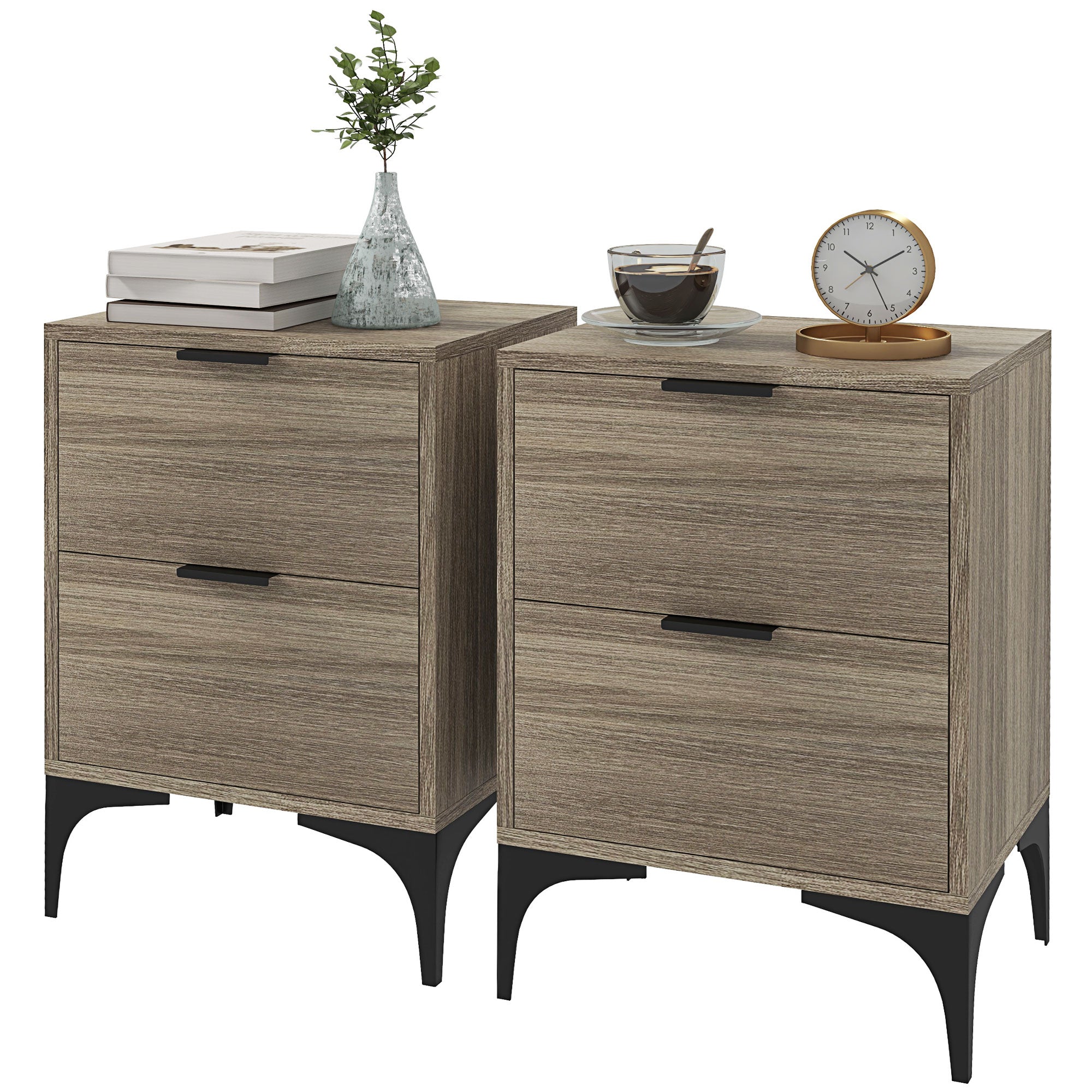 HOMCOM Set of Two Wood Effect Bedside Tables