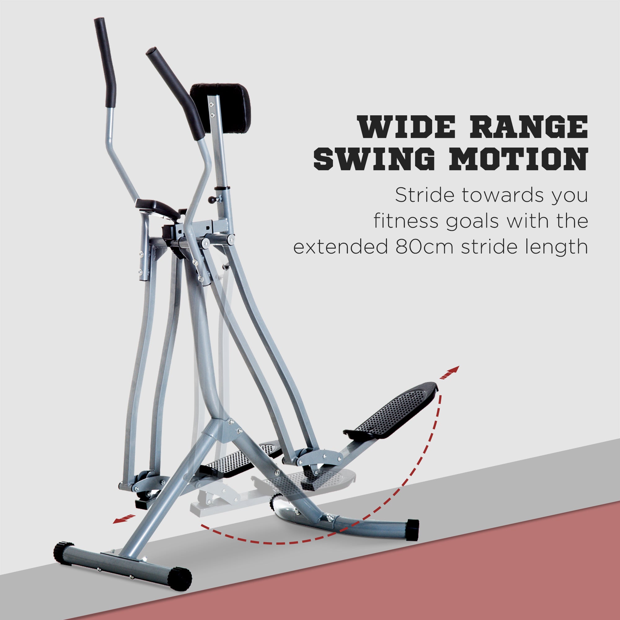 HOMCOM Air Walker Glider, Cross Trainer Fitness Machine, with LCD, for Home Gym, Grey - North Peak Garden Furniture