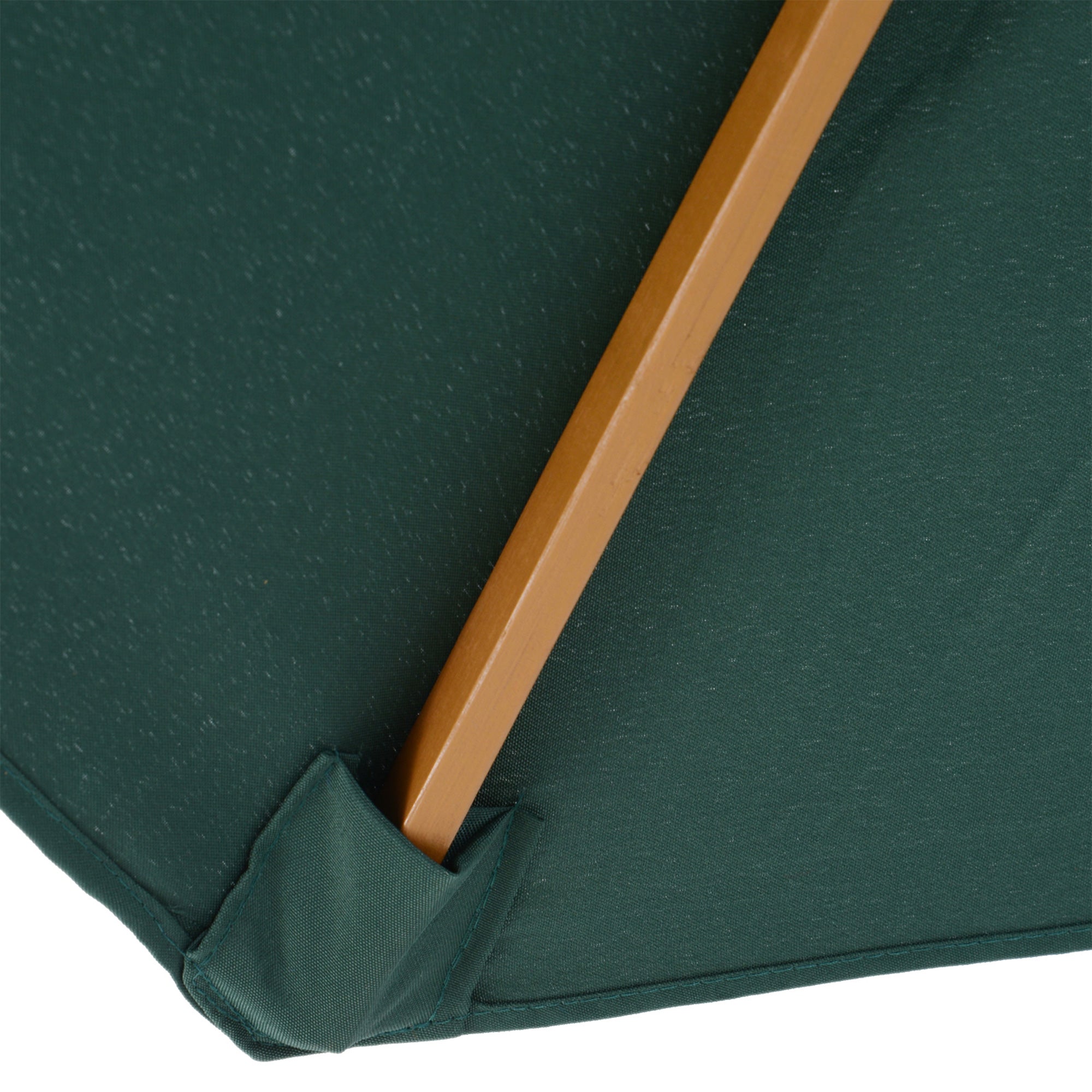 Outsunny 3(m) Wooden Patio Umbrella, Pulley Operated Garden Parasol with Rope Pulley Mechanism and 8 Ribs, Dark Green - North Peak Garden Furniture
