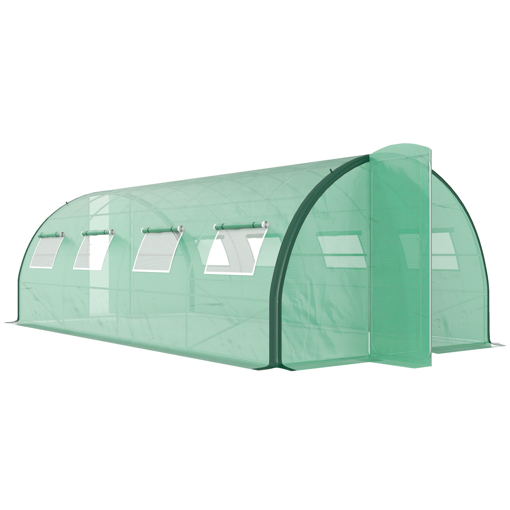 Outsunny Polyethylene Upgraded Structure Walk-in Polytunnel Greenhouse, 6 x 3(m), Green - North Peak Garden Furniture