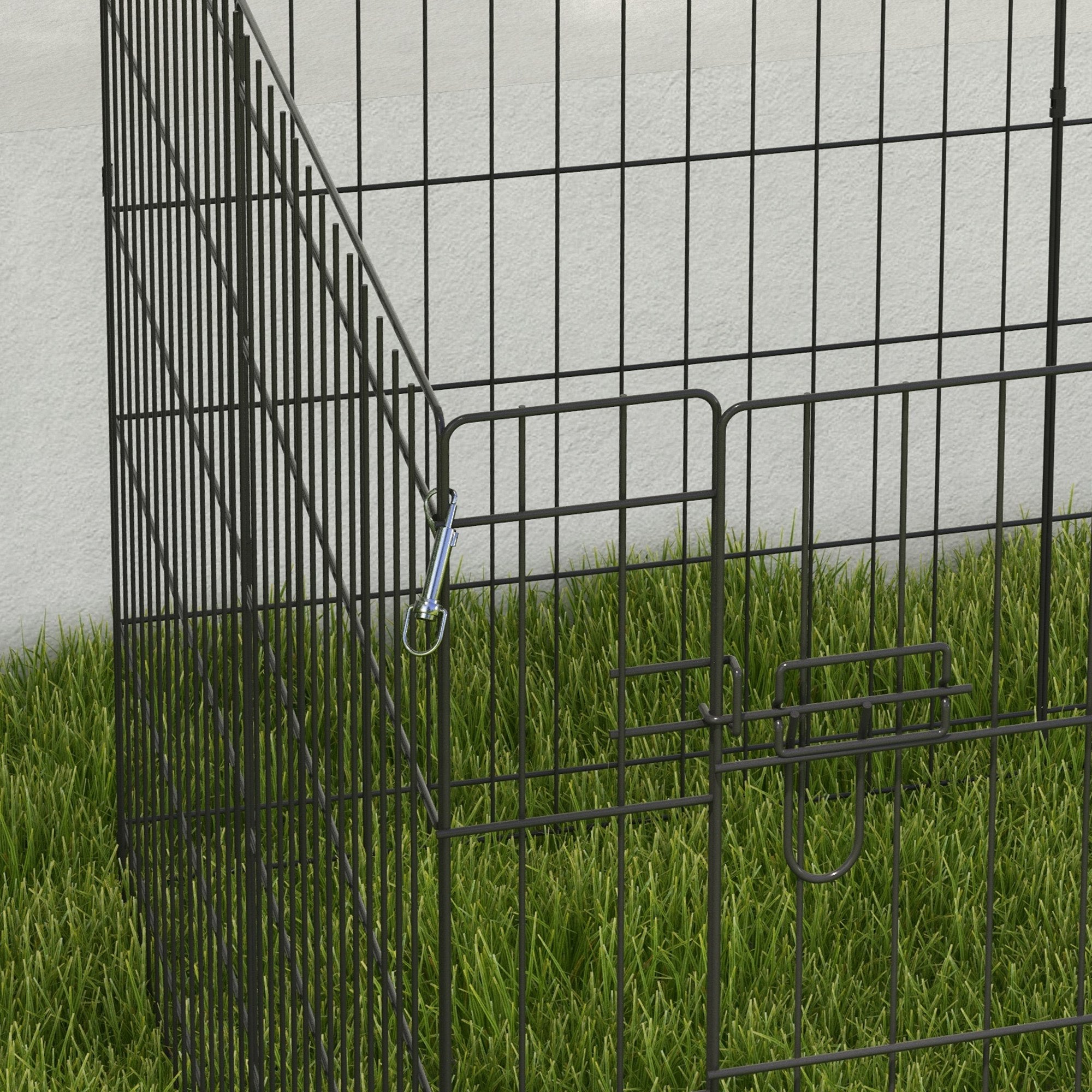PawHut 8 Panel DIY Dog Pen with Door, for Dogs, Small Animals, Indoor/Outdoor Use, 76cm High - North Peak Garden Furniture