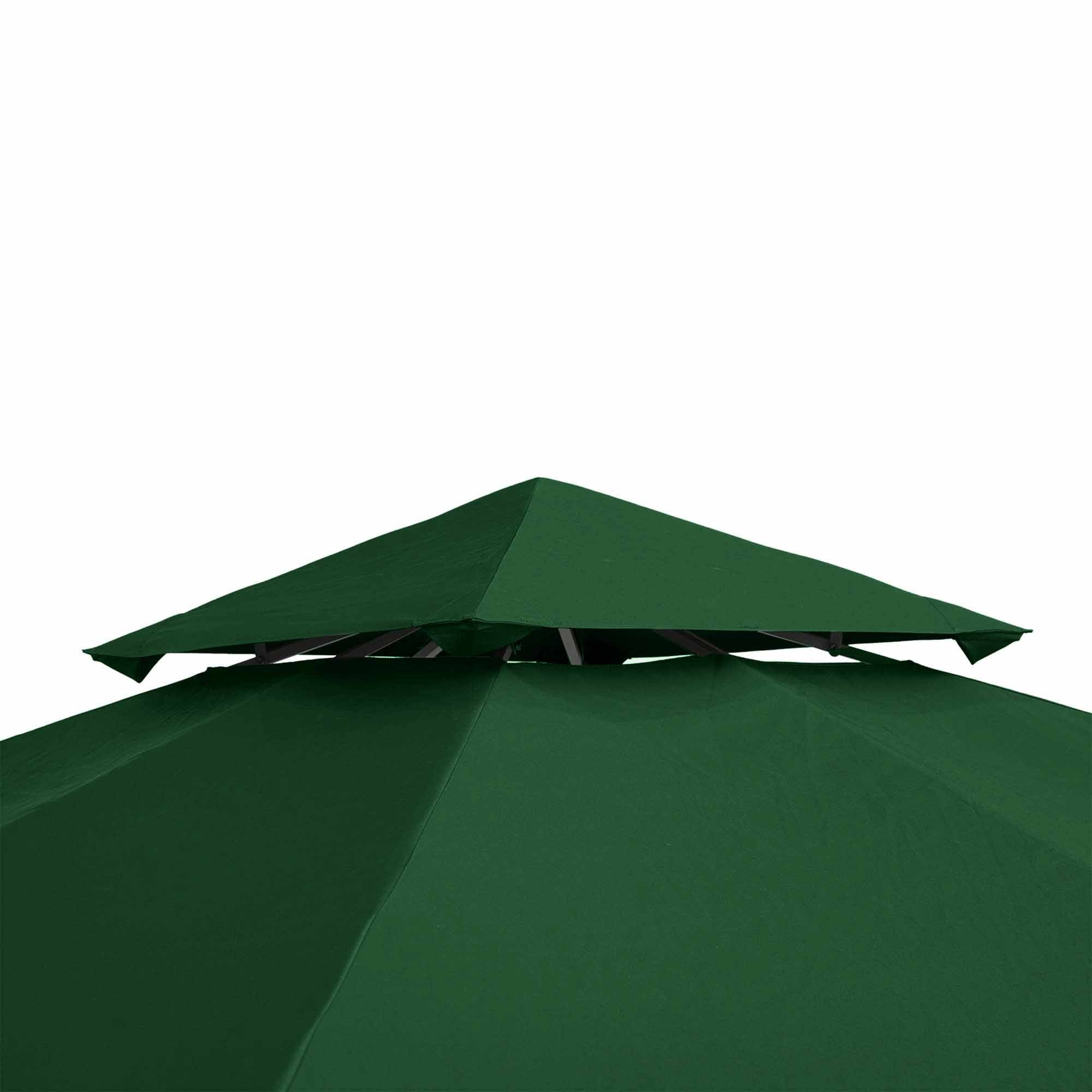 Outsunny 3(m) Gazebo Top Cover Double Tier Canopy Replacement Pavilion Roof Dark Green - North Peak Garden Furniture