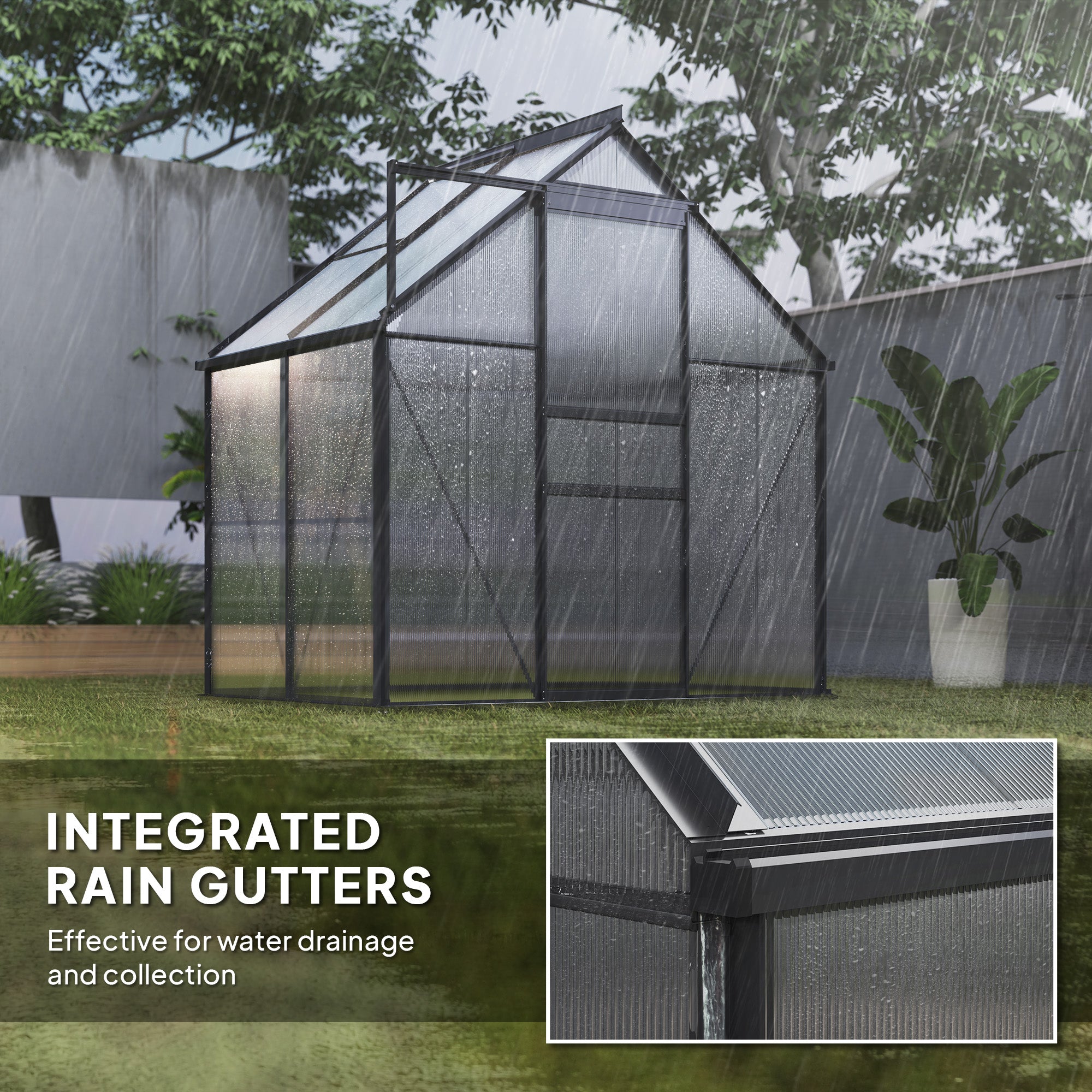 Outsunny 192.5 x 131cm Walk-In Polycarbonate Greenhouse - North Peak Garden Furniture