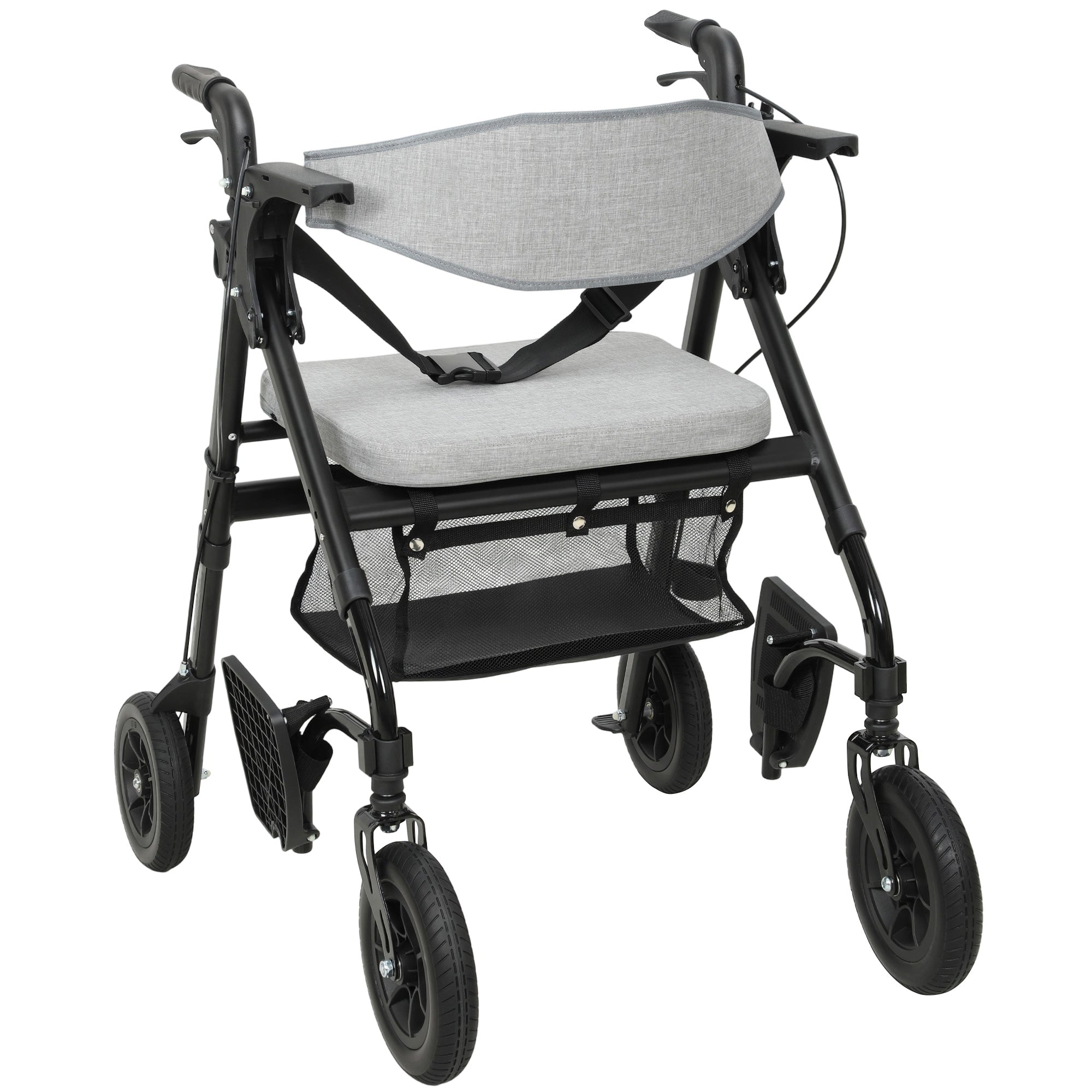 HOMCOM Rollator Walker Wheelchair, with Seat - Grey