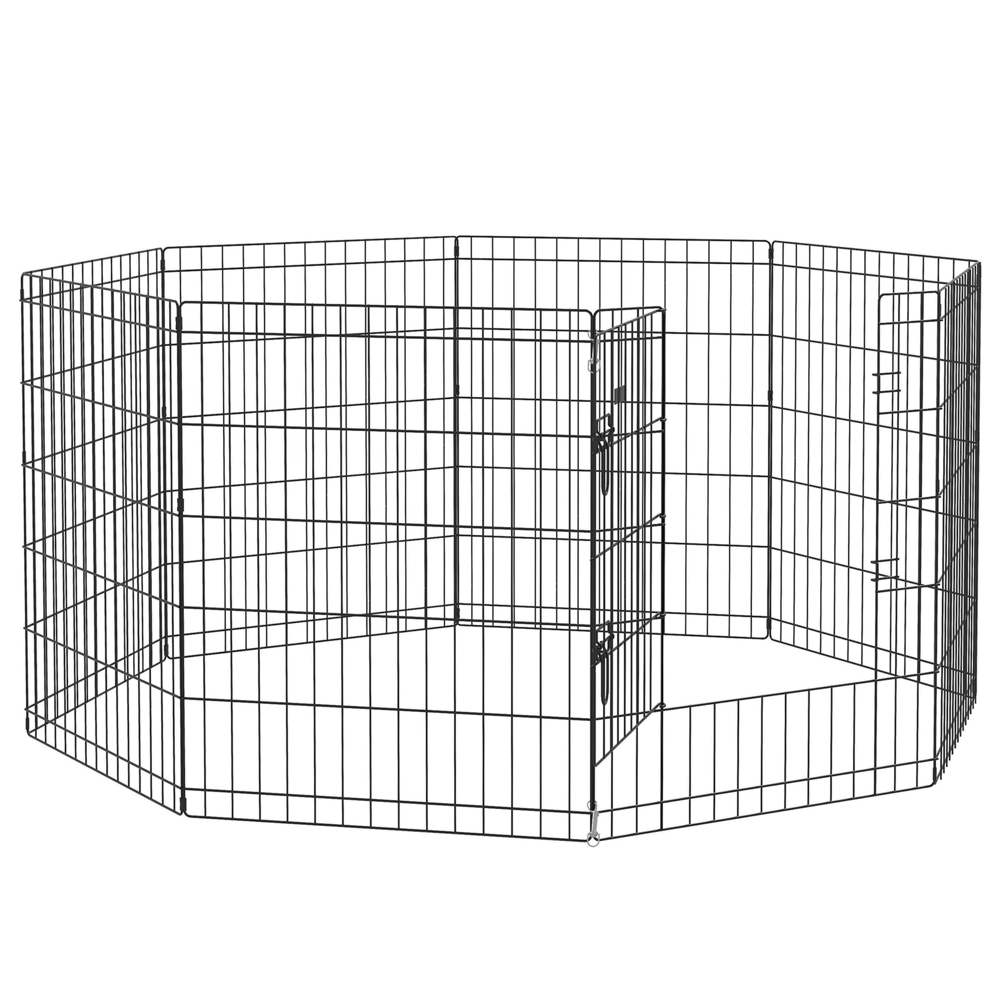 PawHut 8 Panel DIY Dog Pen with Door, for Dogs, Small Animals, Indoor/Outdoor Use, 76cm High - North Peak Garden Furniture