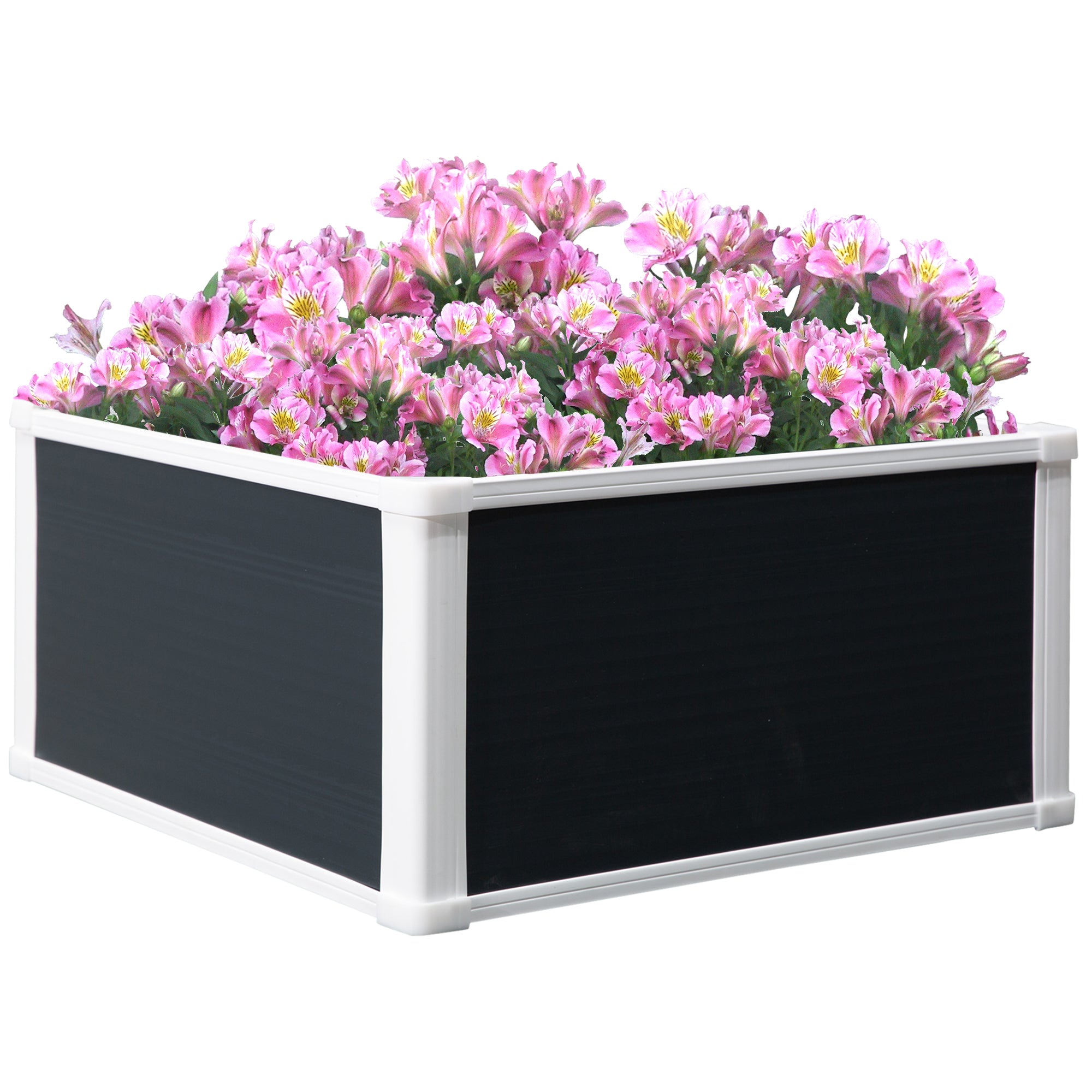 Outsunny 96L Raised Garden Bed, Weather-resistant PP Planter Box Containers for Outdoor Patio Plant Flower Vegetable, 60 x 60 x 30 cm - North Peak Garden Furniture