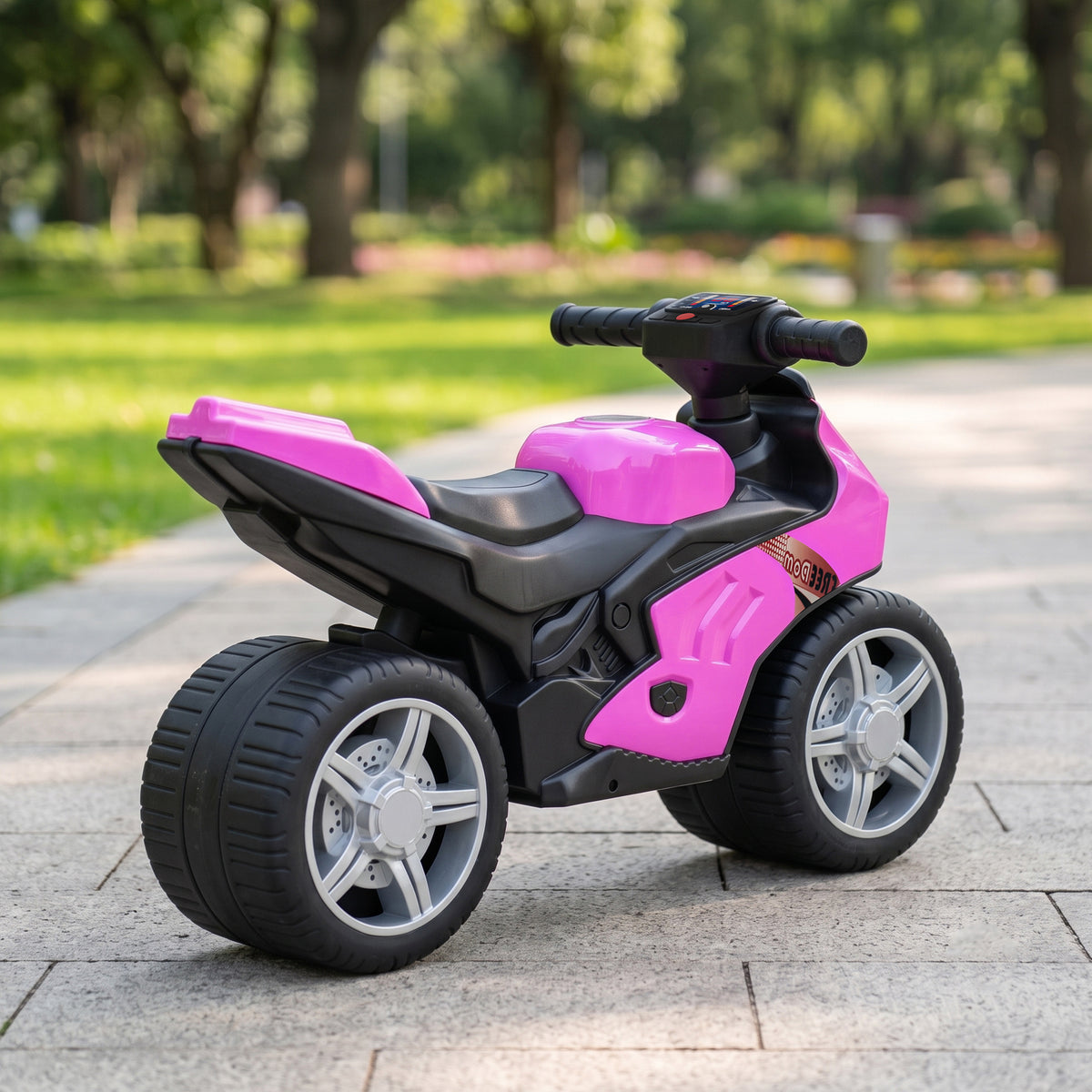 AIYAPLAY Balance Bike with Music Extra-Wide Wheels Toddler Bike for Boys Girls Pink