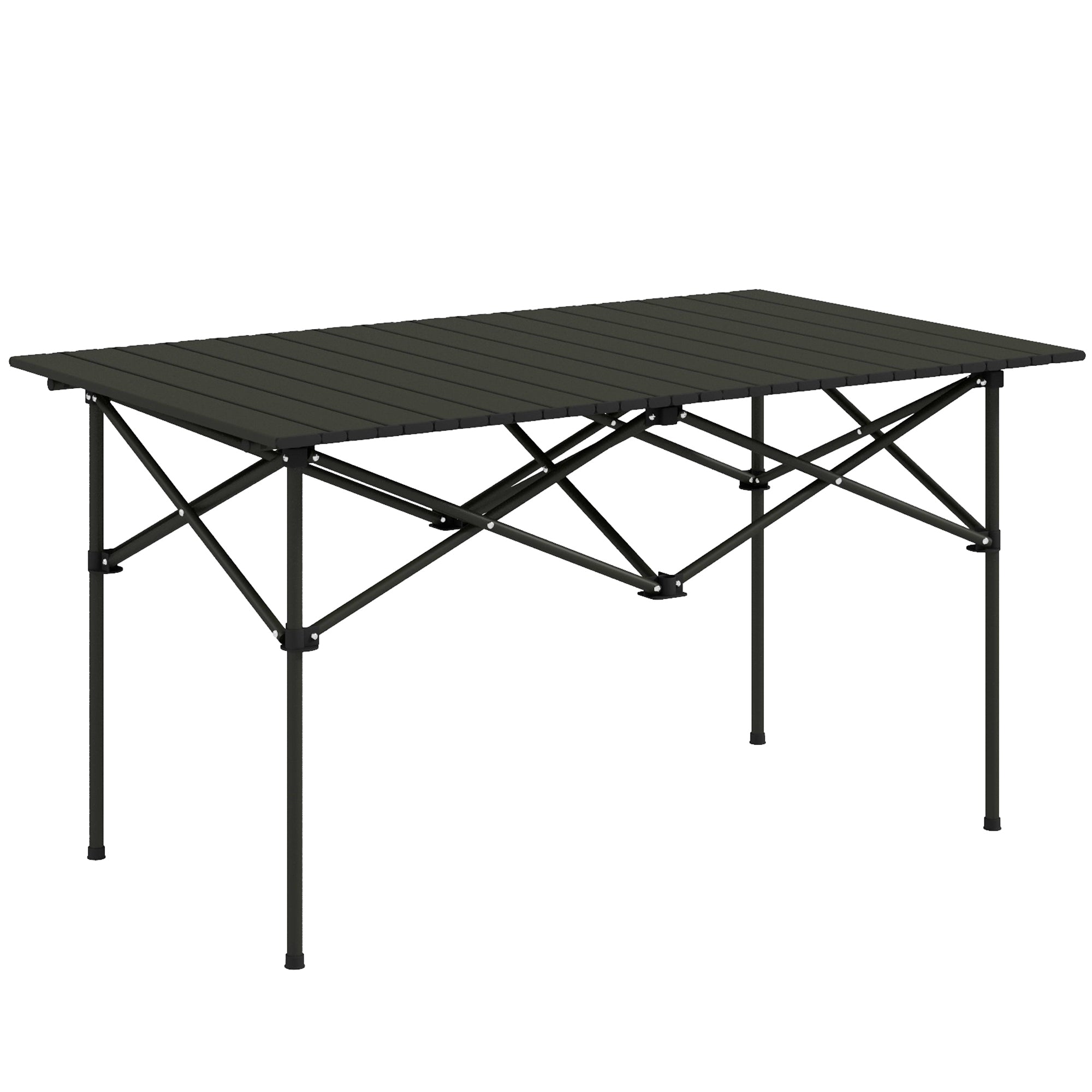 Outsunny Two-Seater Portable Aluminium Table, with Roll-Up Tabletop and Bag - Black