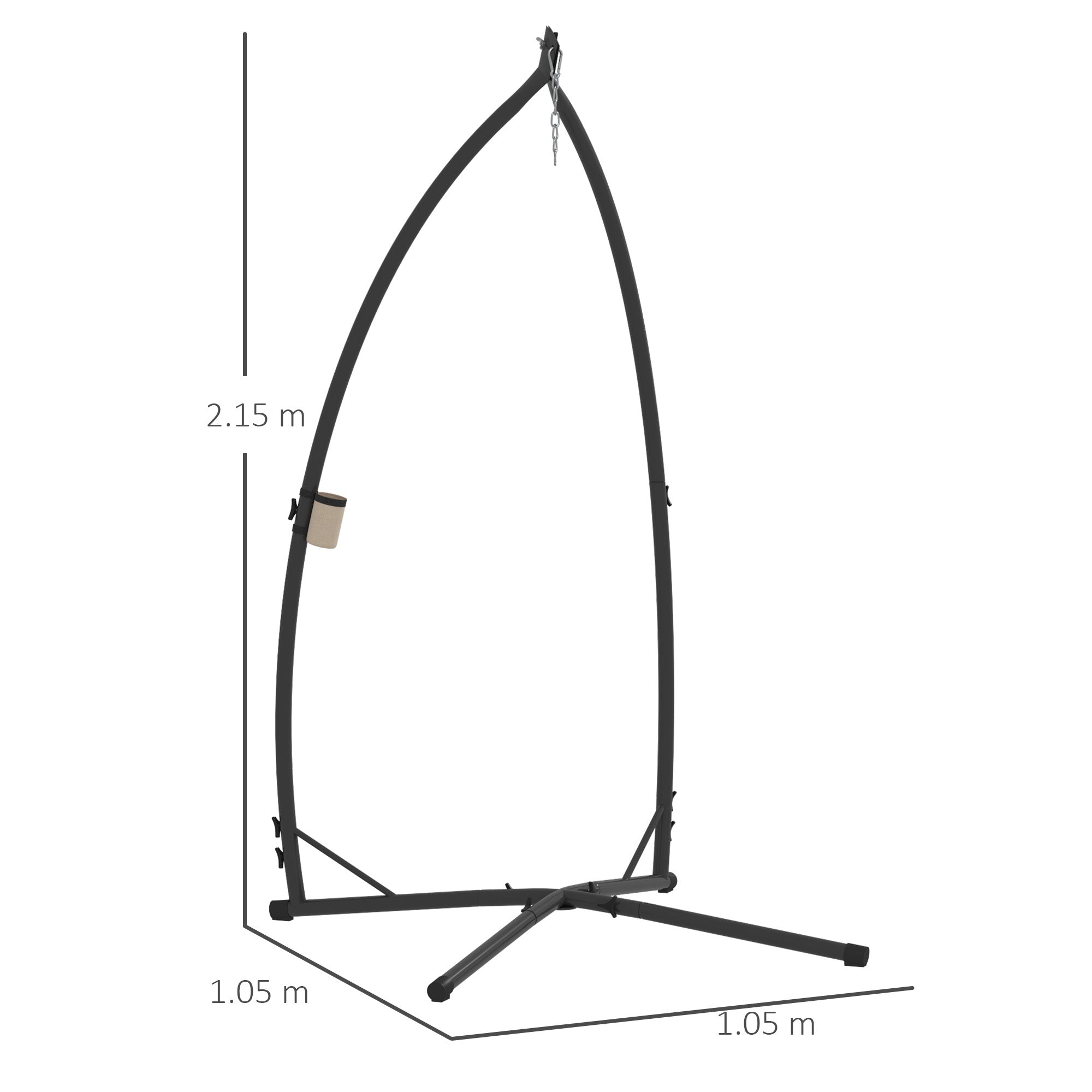 Outsunny Hammock Chair Stand Only, Hanging Chair Stand with X-Shape Base, Heavy Duty Steel Single Hammock Egg Swing Frame for Indoor Outdoor, 150 KG Load Capacity Black - North Peak Garden Furniture