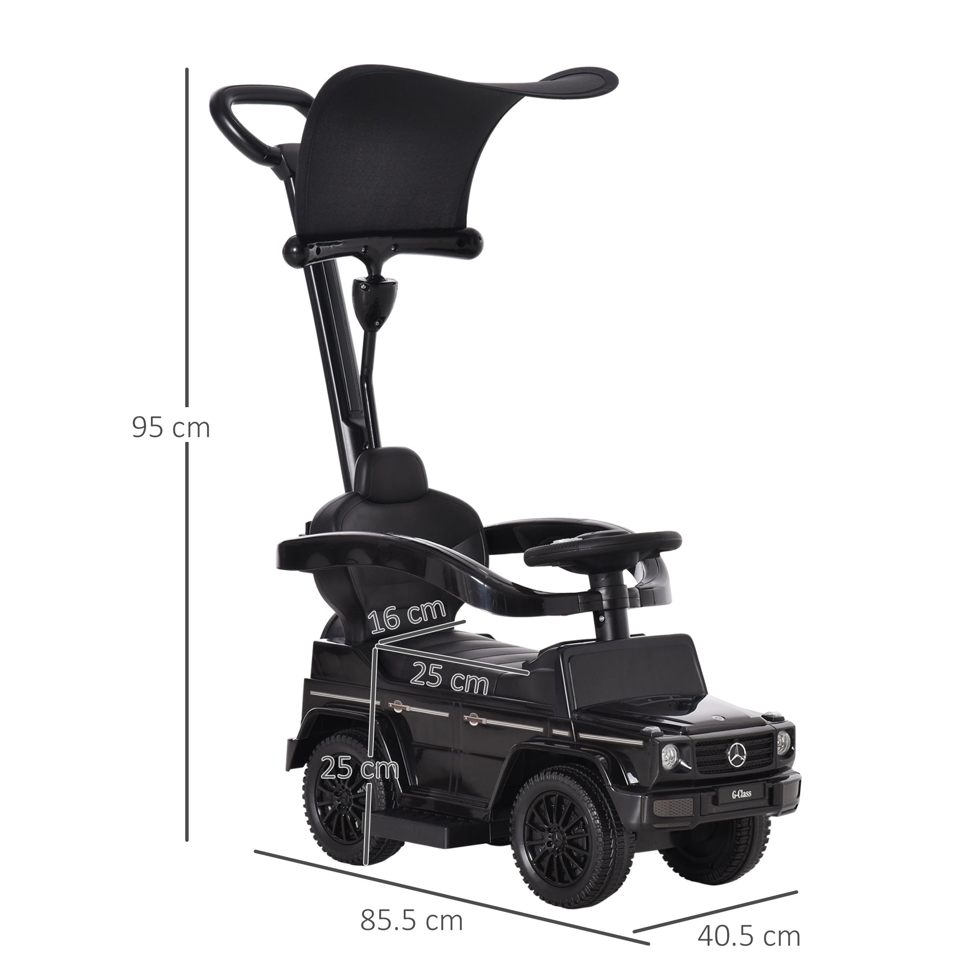 HOMCOM 3 in 1 Kids Children Ride on Push Car Toddler Sliding Car G350 Licensed Walker Foot to Floor Slider Push-Along with Horn Steering Wheel NO POWER Manual, Black - North Peak Garden Furniture