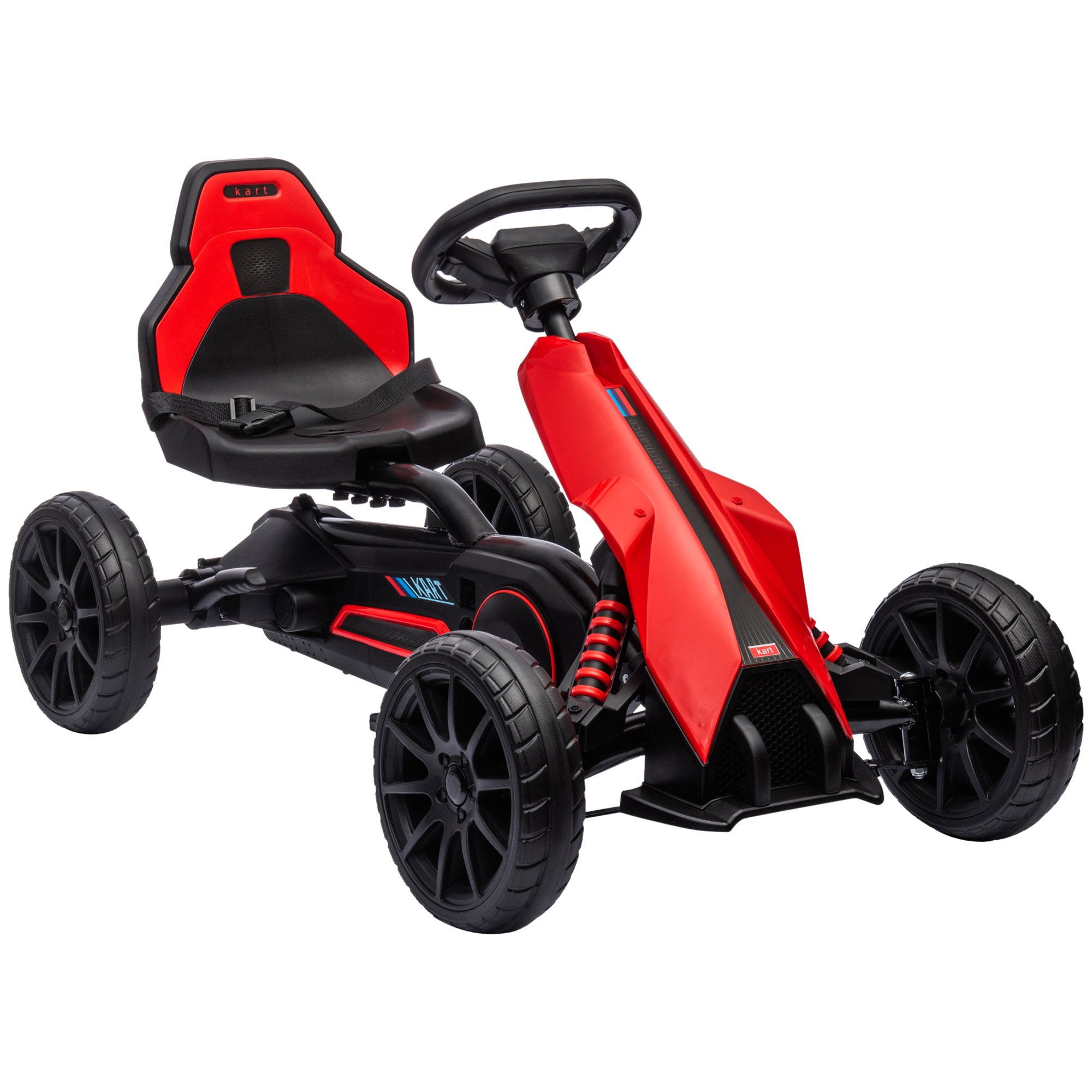 HOMCOM Kids Pedal Go Kart, with Adjustable Seat, EVA Wheels, Seat, Handbrake - Red - North Peak Garden Furniture
