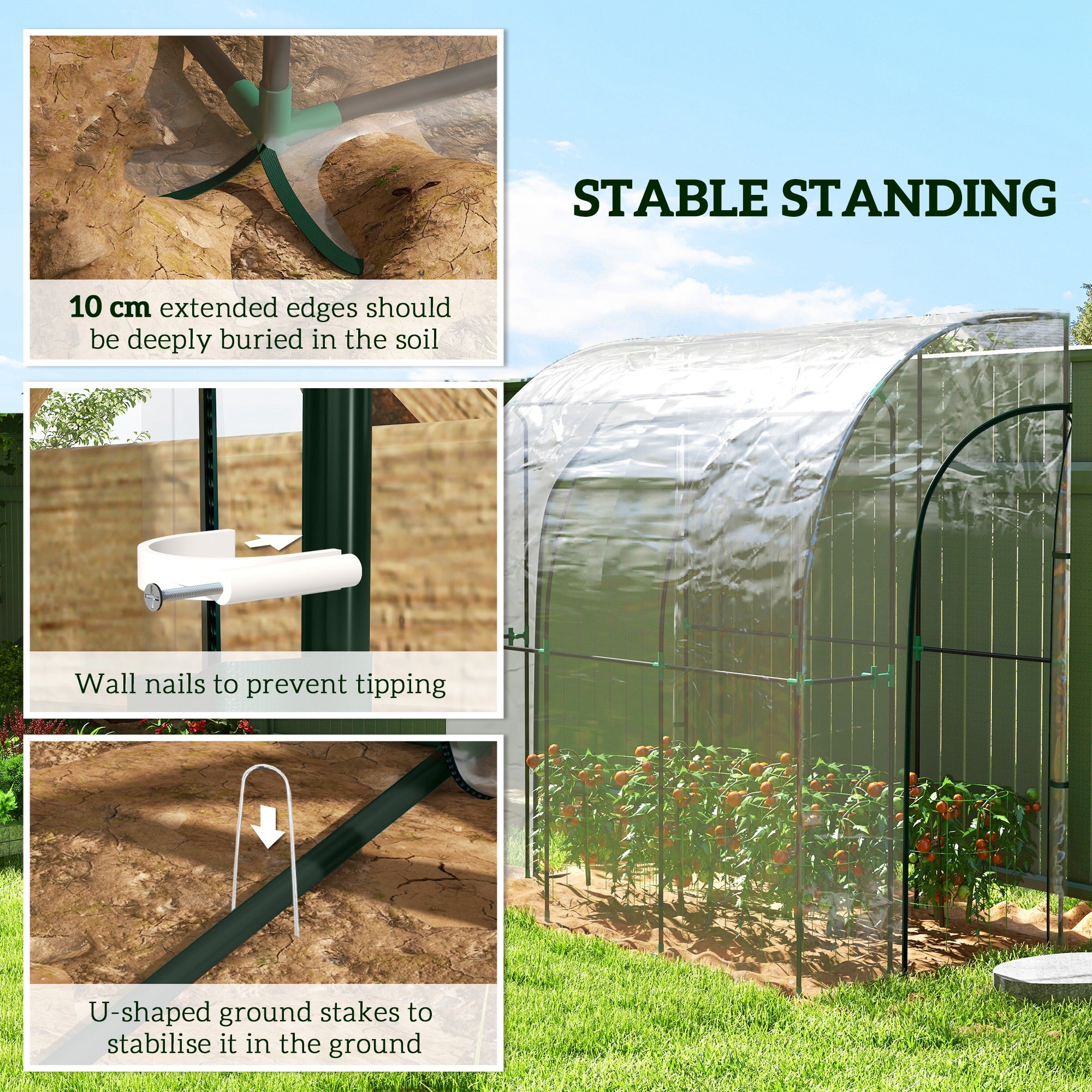 Outsunny 214cm x 118cm Walk-In Lean To Greenhouse, with Accessories - North Peak Garden Furniture