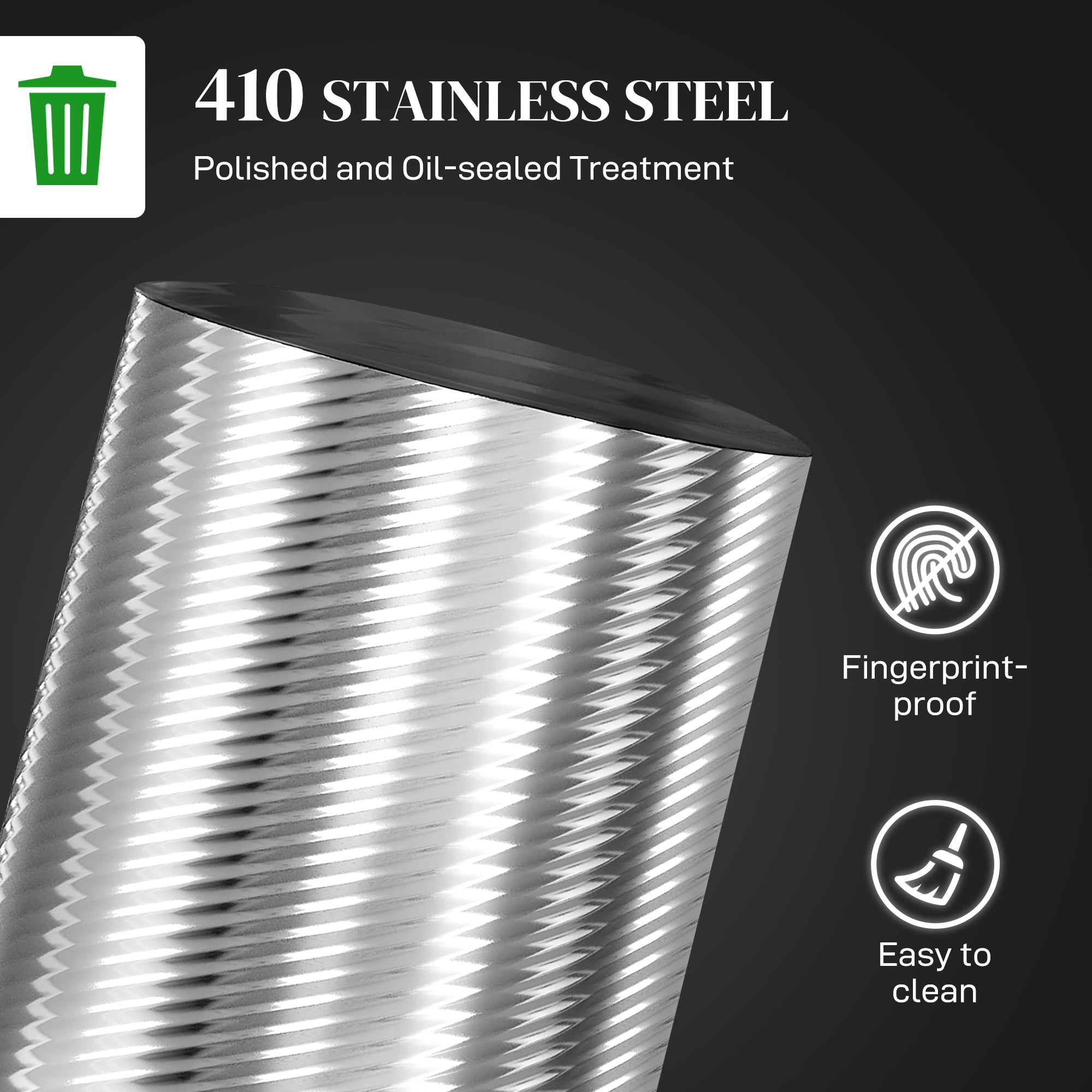 HOMCOM 20L Stainless Steel Compact Home Bin - North Peak Garden Furniture