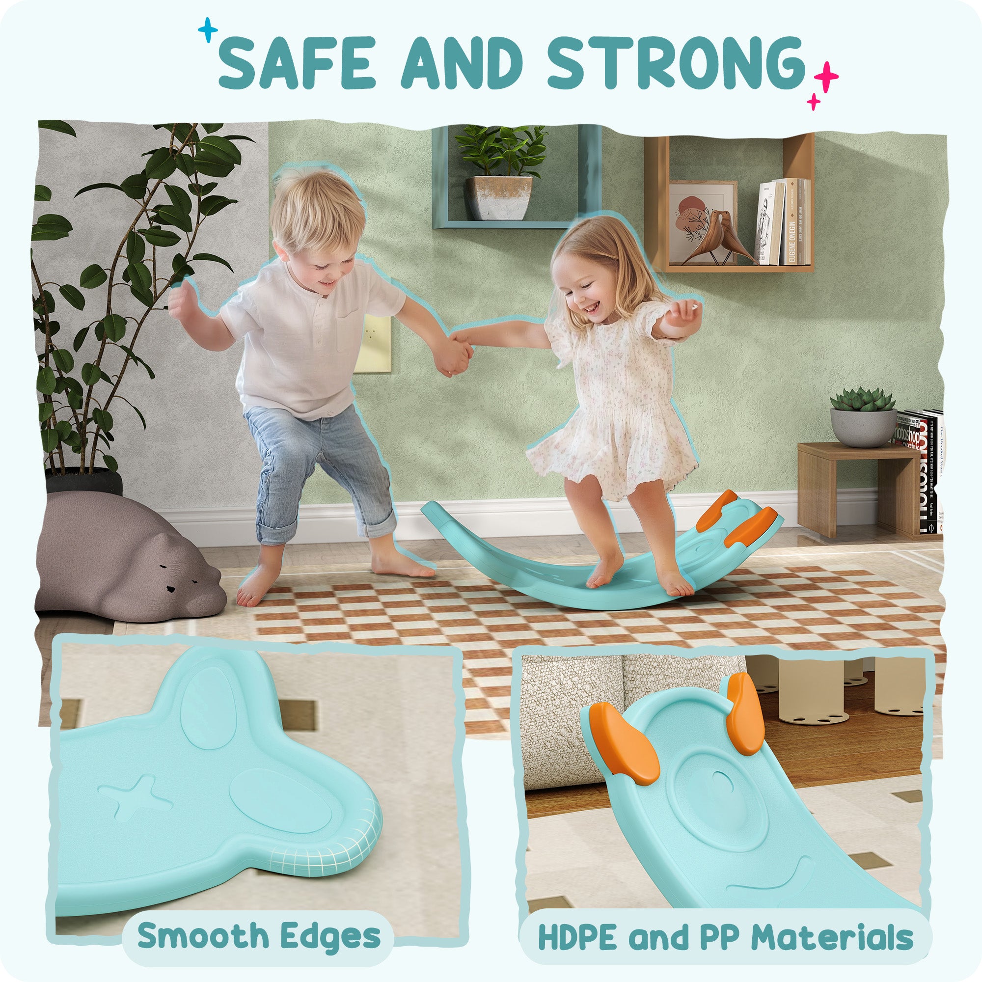 AIYAPLAY Balance Board for Kids Balance Training & Sensory Play, Light Blue - North Peak Garden Furniture