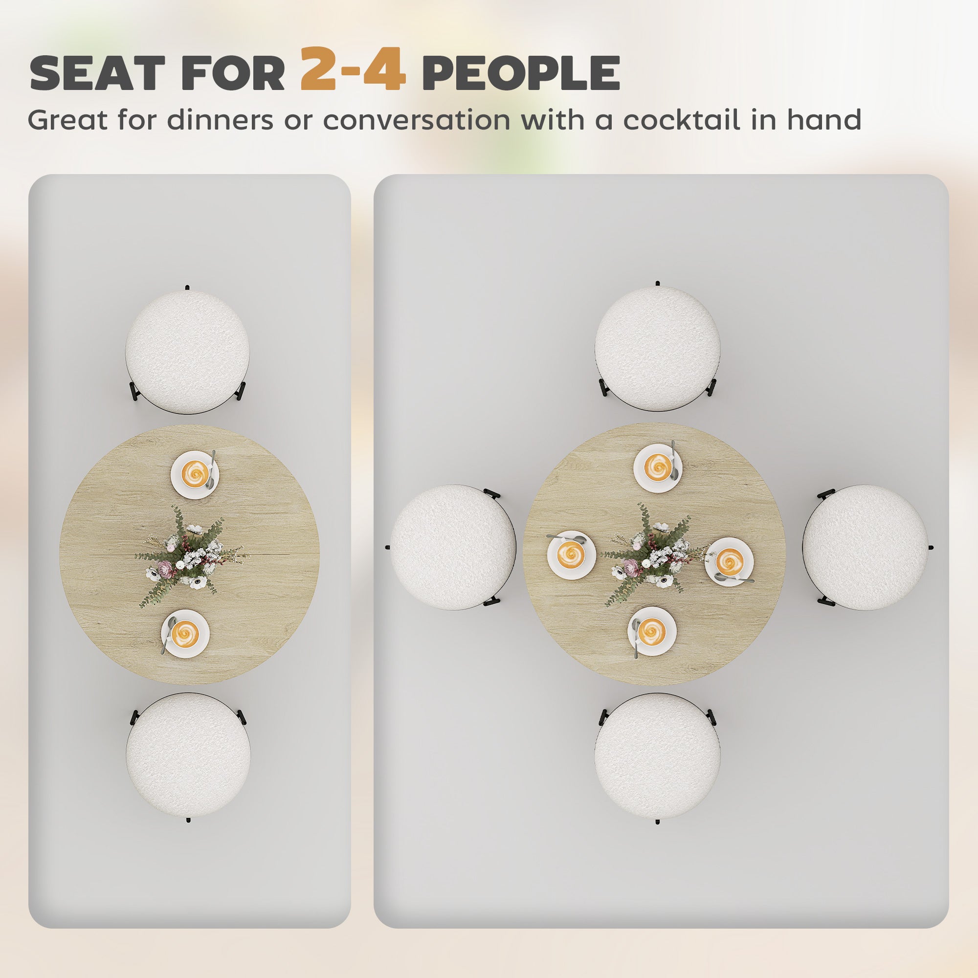 HOMCOM 80cm Industrial Round Dining Table - Oak - North Peak Garden Furniture