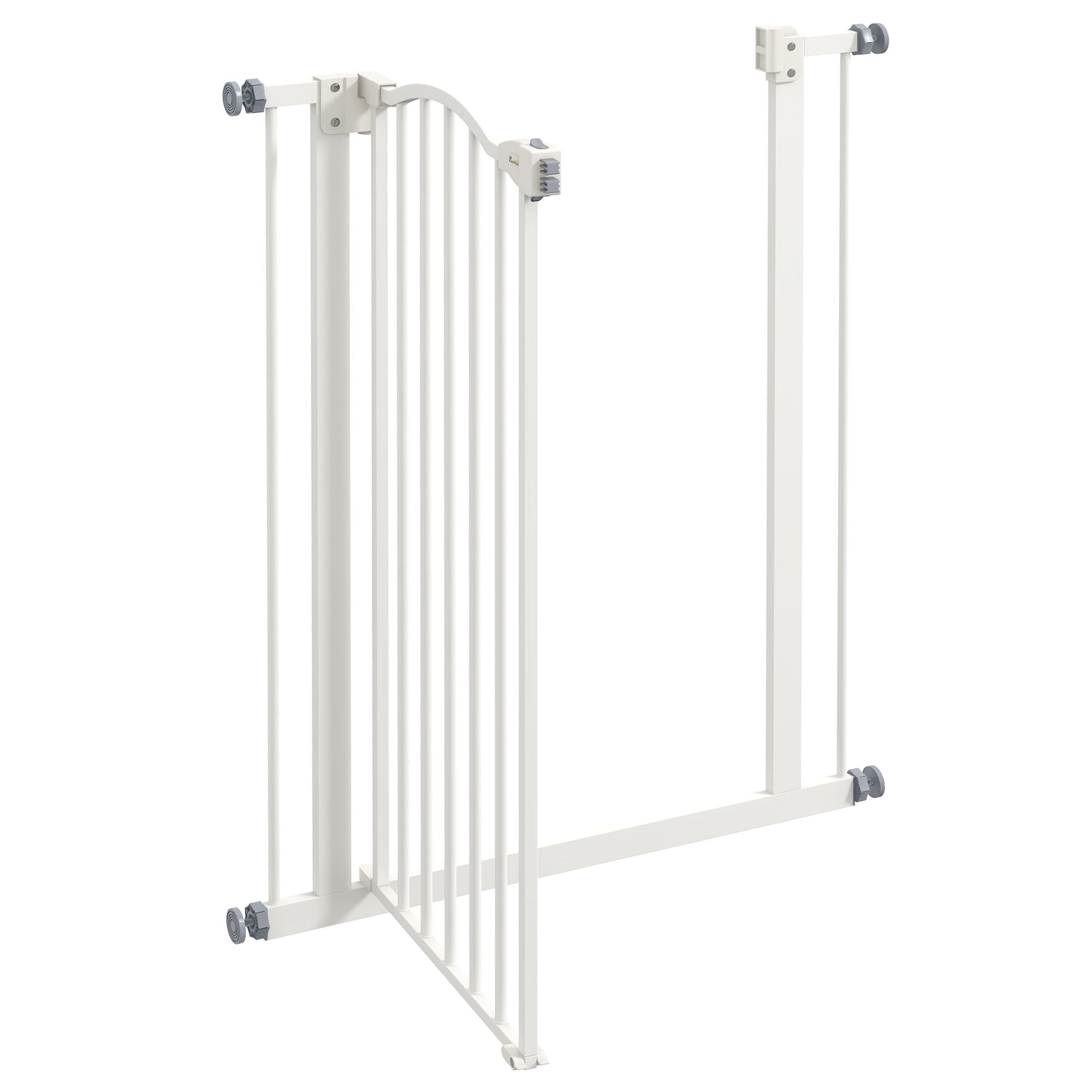 PawHut Pressure Fit Dog Stair Gate No Drilling Safety Gate Auto Close for Doorways, Hallways, 74-80cm Adjustable, 94cm Tall, White - North Peak Garden Furniture